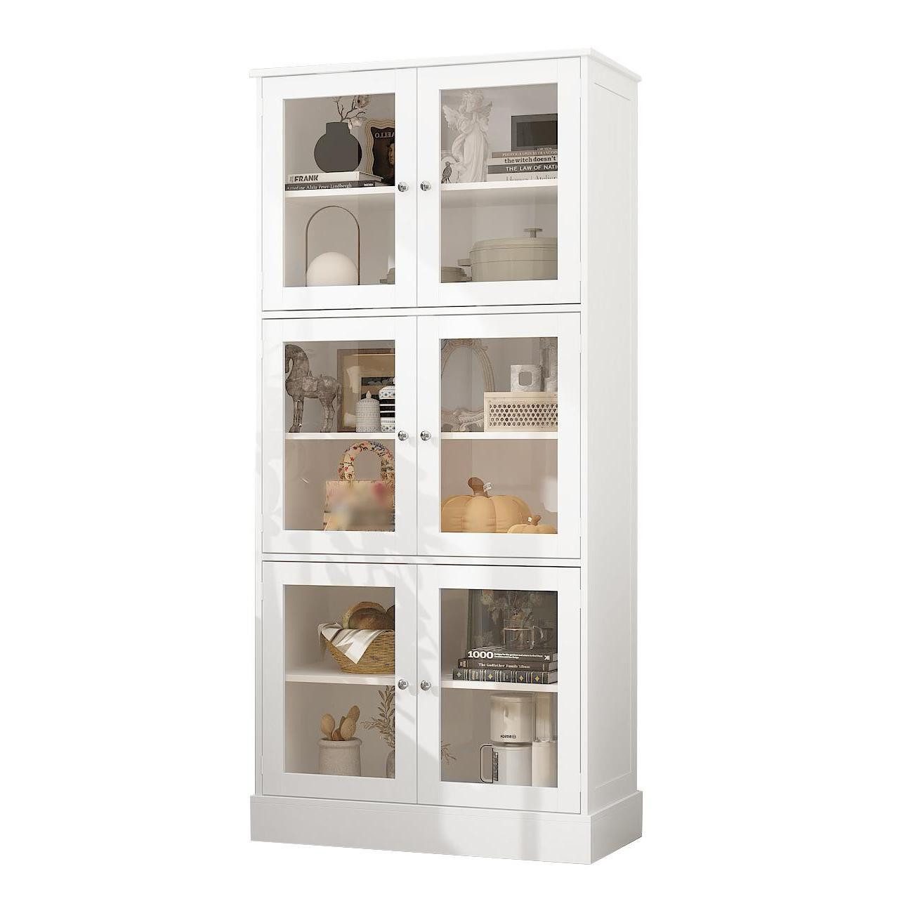 FUFU&GAGA Küchenbuffet 180*80*40cm, MDF+Glas, Weiß günstig online kaufen