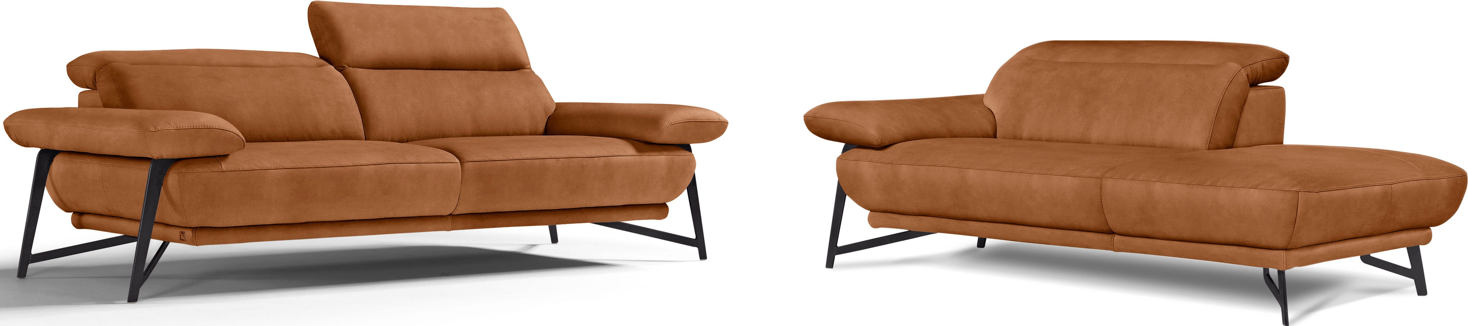 Egoitaliano Sofa Anais, Design mit hohem Sitzkomfort, Fußfarbe schattengrau, Set, Kopfteil verstellbar, Luxus-Microfaser Lederoptik, brandy