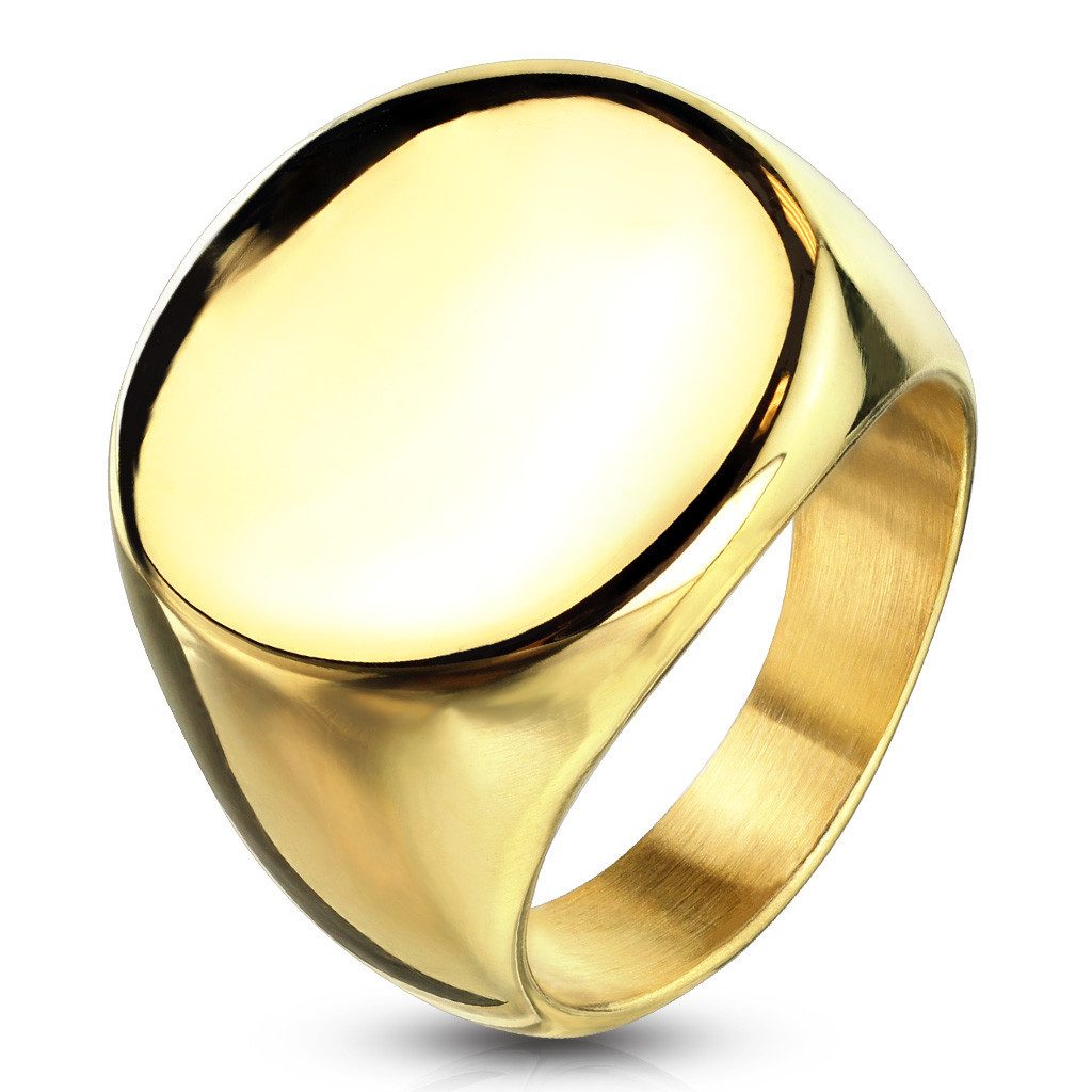 Taffstyle Fingerring Herren Siegelring abgerundet aus Edelstahl glänzend massiv elegant (Glänzender abgerundeter Biker Ring Siegelring für Damen und Herren)