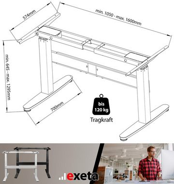 exeta Schreibtisch exeta ergoSMARTPLUS Elektrisch höhenverstellbar Schreibtisch 2 Motoren (Set)
