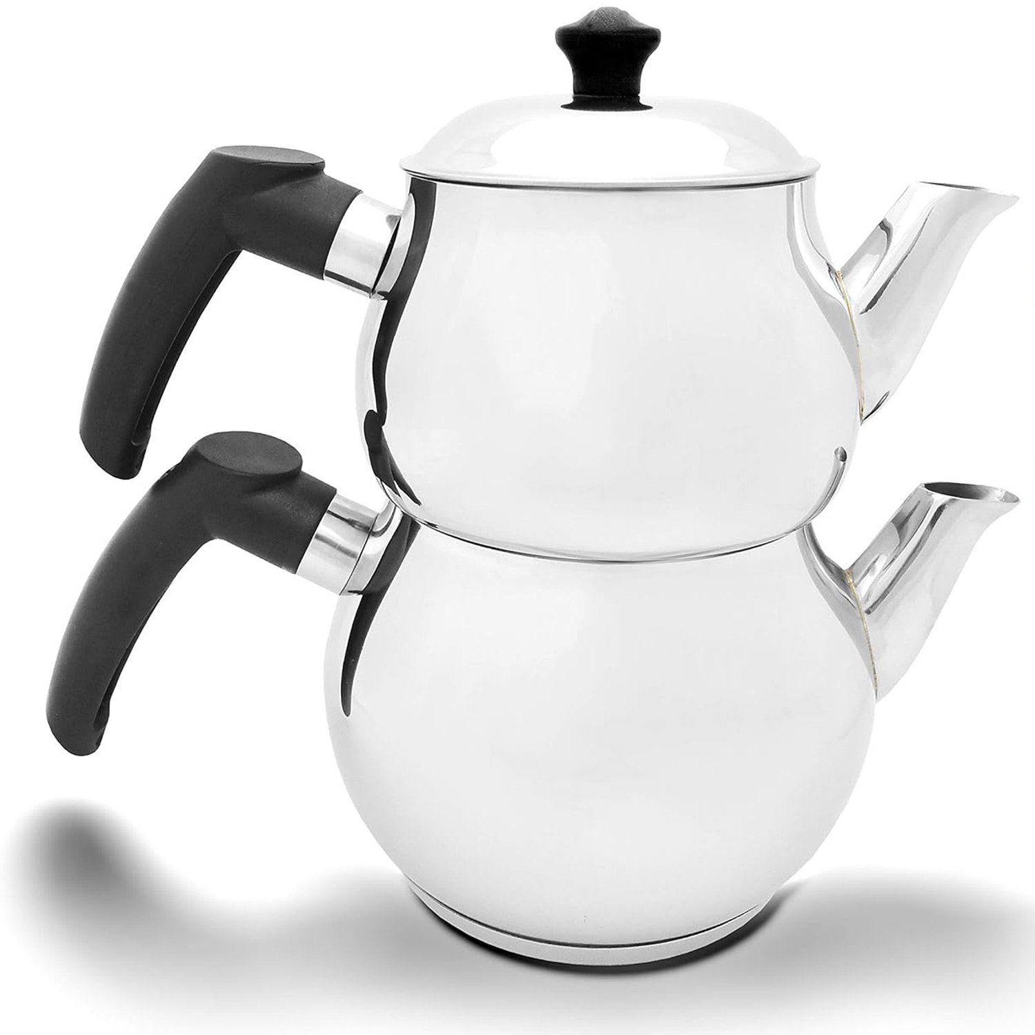 Melody Caydanlik-Teekanne Teekocher Teekanne Caydanlik Demlik Induktionsgeeignet, Teekocher, 2-Stöckig
