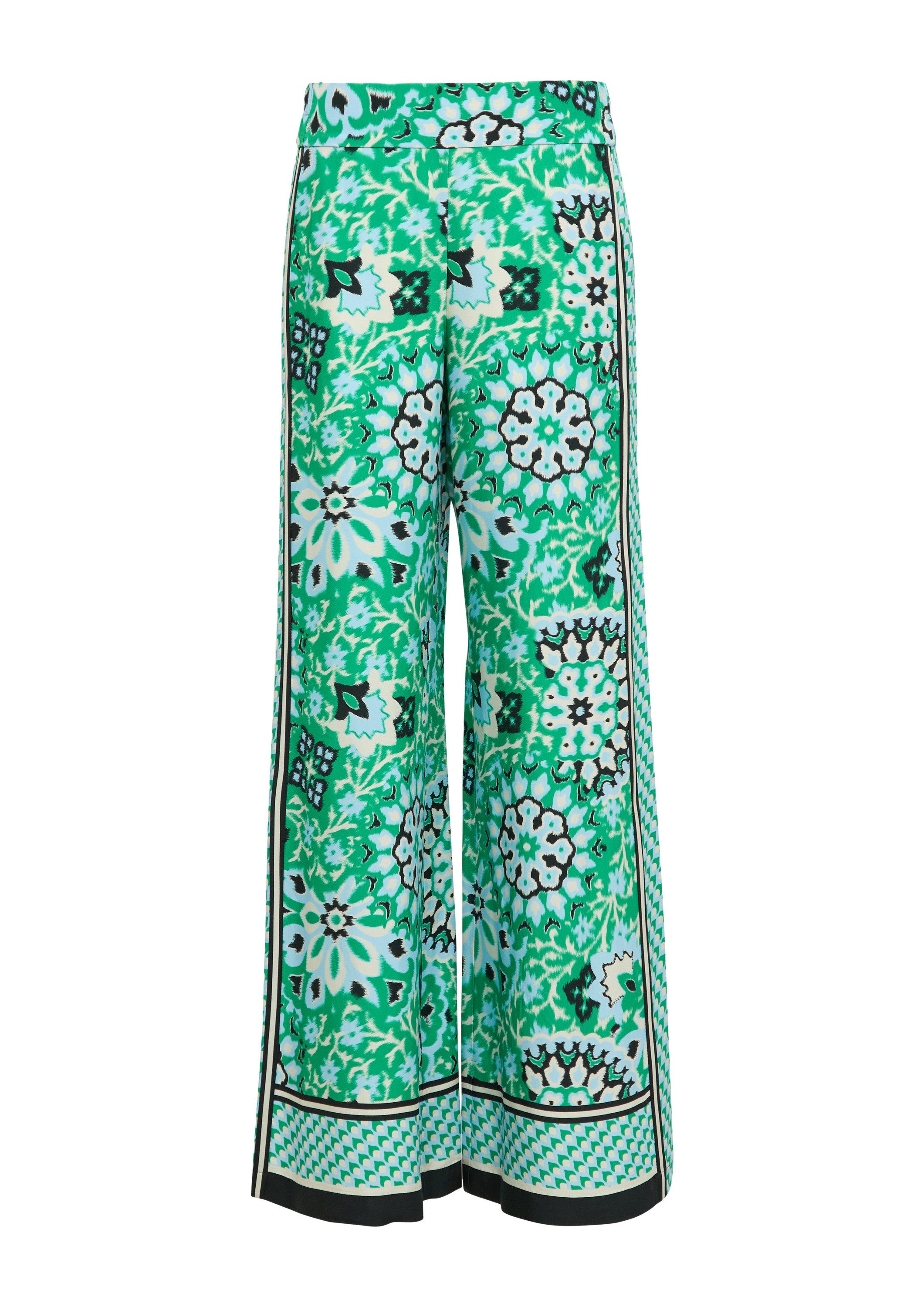 comma Chinos Hose Fließende Schlupfhose mit Wide Leg und All-over-Print günstig online kaufen