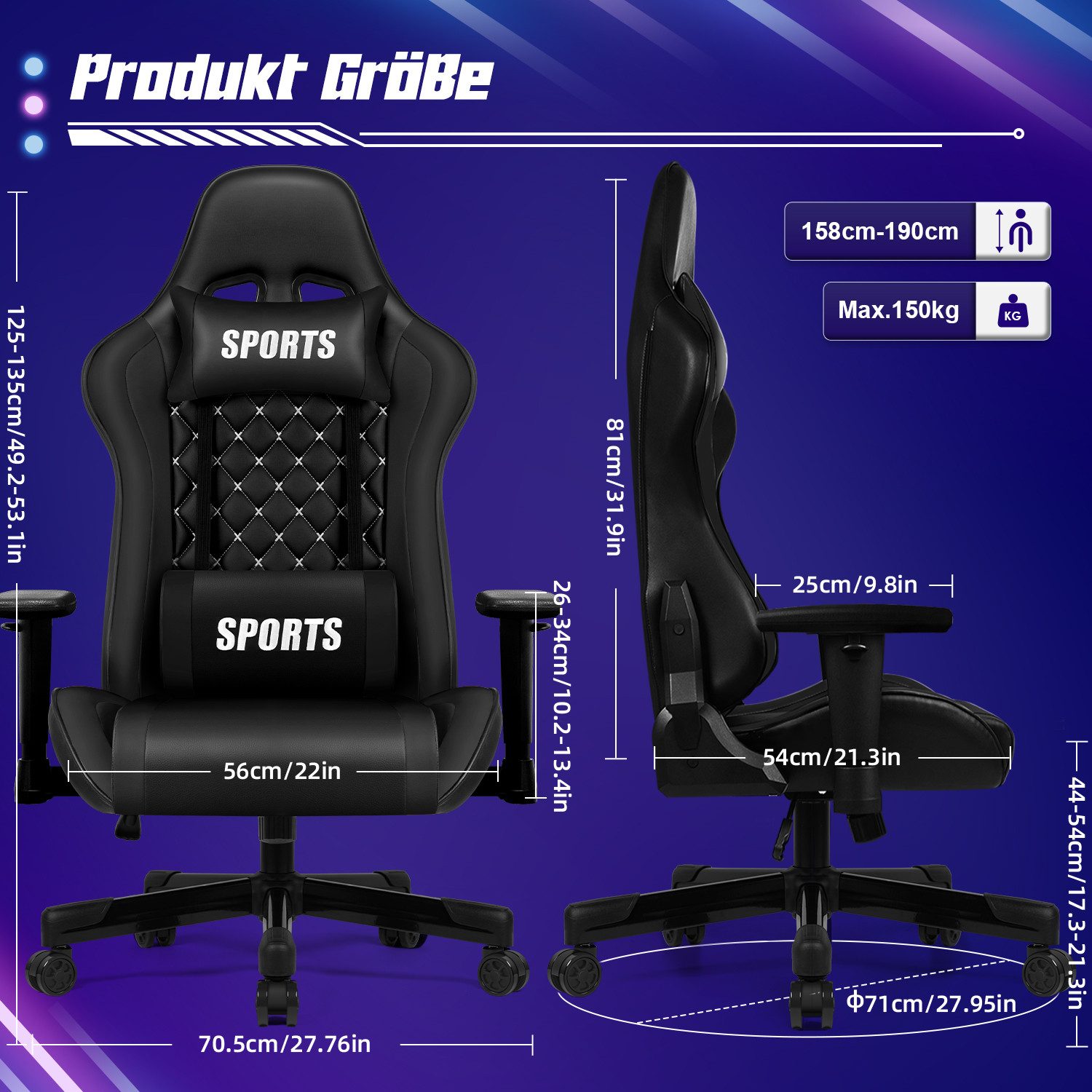 Hiazurm Gaming-Stuhl Gaming Stuhl, Bürostuhl Ergonomisch, Gaming Chair (Gam günstig online kaufen