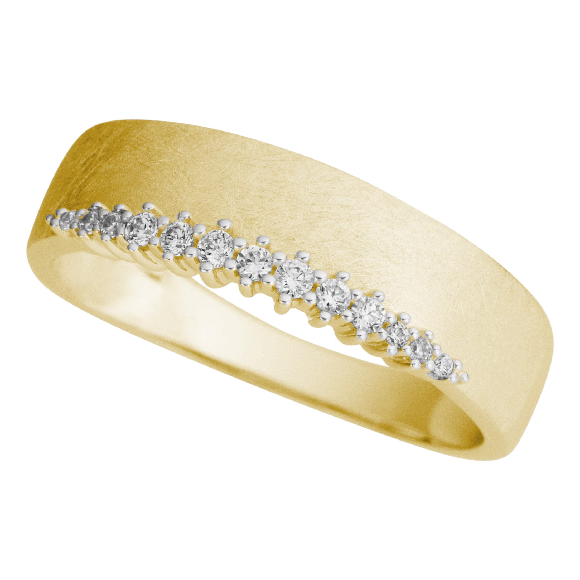 Firetti Fingerring Schmuck Geschenk Gold 333 Damenring Goldring Plättchen, mit Brillanten