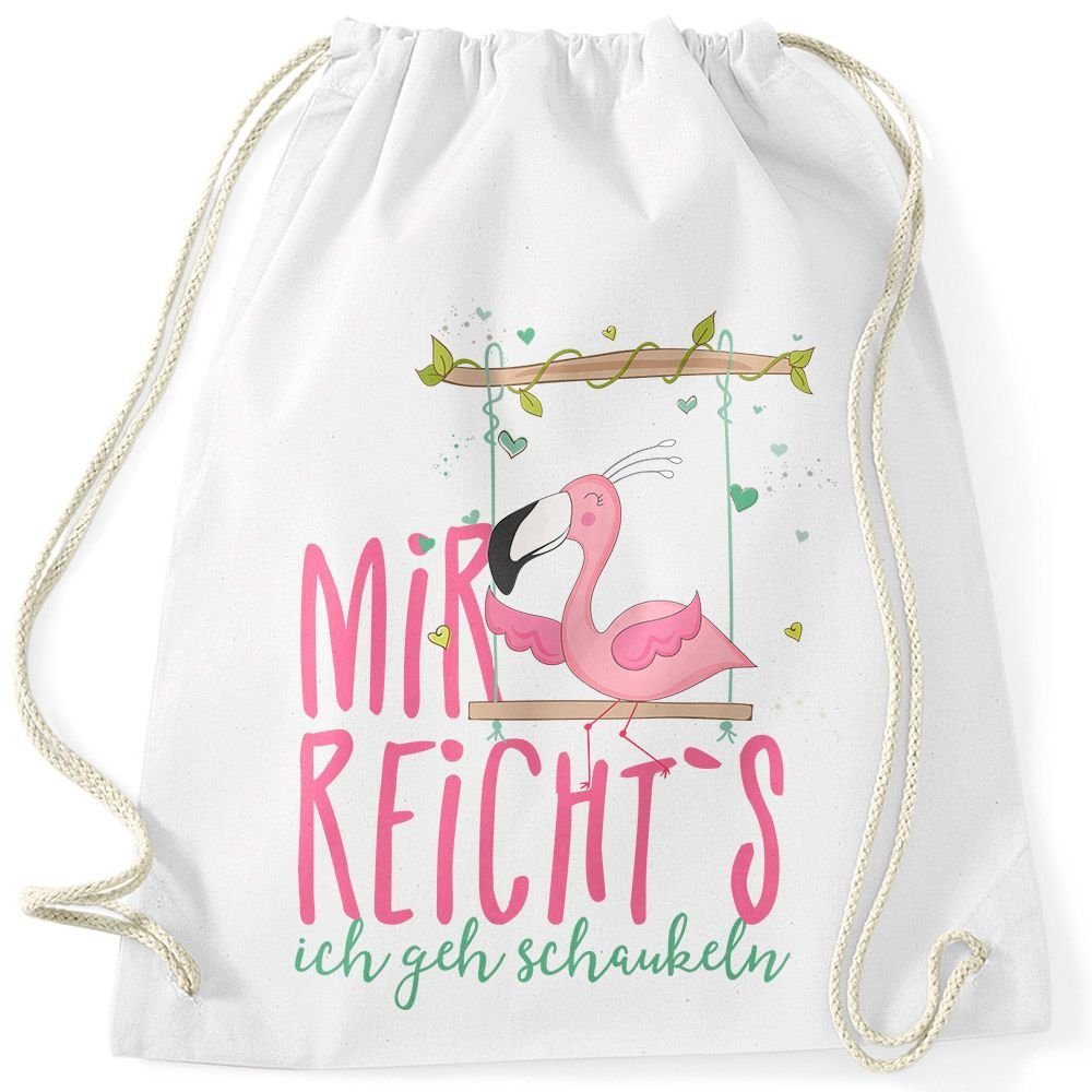 MoonWorks Turnbeutel Turnbeutel Flamingo Mir reichts ich geh schaukeln Sprüche Spruch Moonworks® weiß