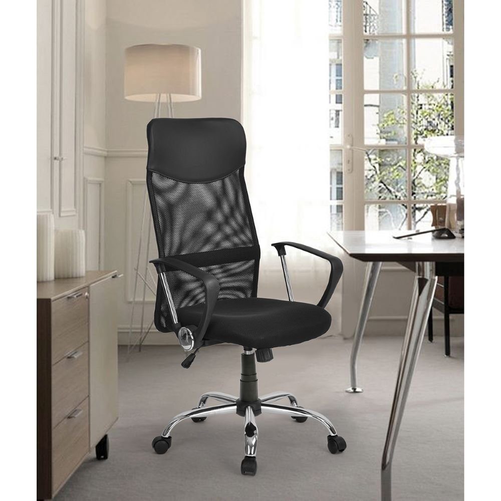 Fangqi Bürostuhl Chefsessel, Bürodrehstuhl Schreibtischstuhl, Ergonomischer  Design Chefsessel mit Kopfstütze,  Netzrücken/Wippfunktion/Sitzhöheeinstellung (1 St)