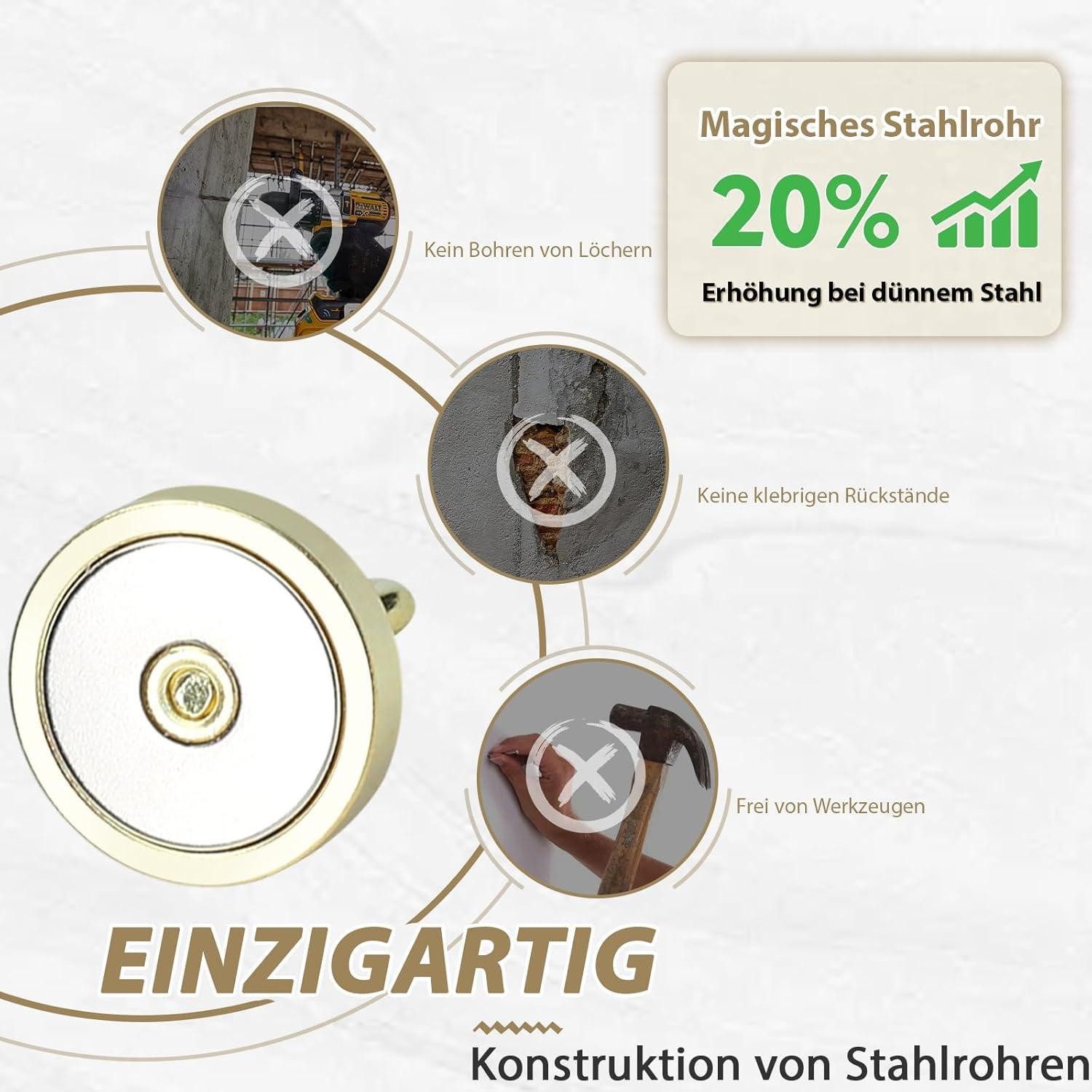 LuxusKollektion Magnethalter Magnethaken 47kg Neodym Magnet Spind Werkstatt 47kg Magnethaken Gold