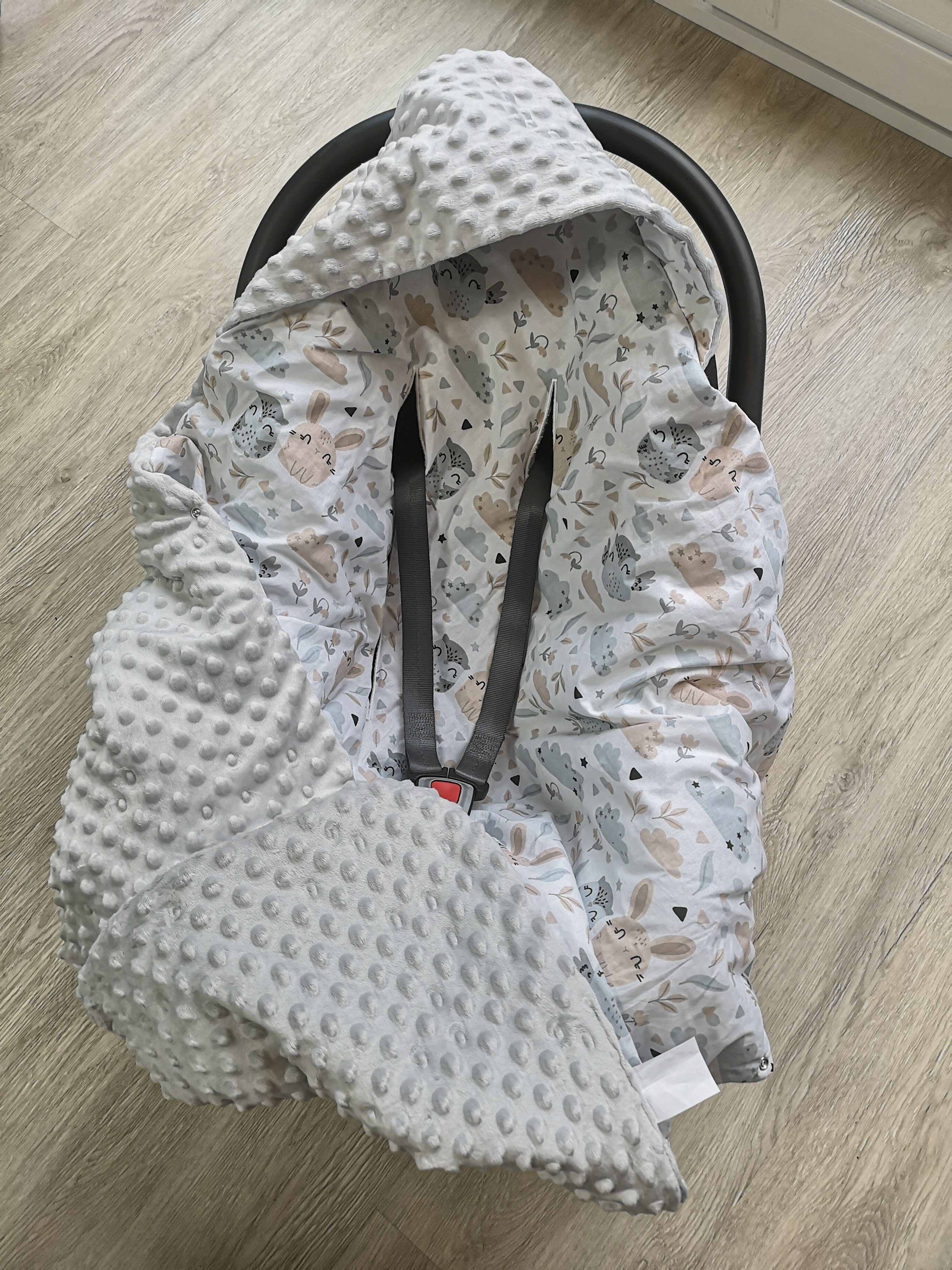 Decke Babydecke Divita-Mode 90x90 Babyschale, Einschlagdecke Einschlagdecke Baby grau-tiere