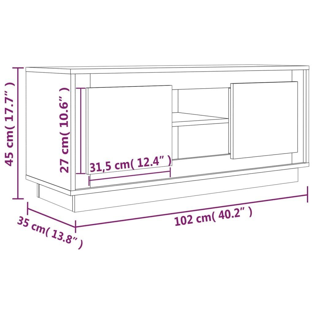 vidaXL TV-Schrank TV-Schrank Holzwerkstoff Hochglanz-Weiß (1-St) 102x35x45 cm