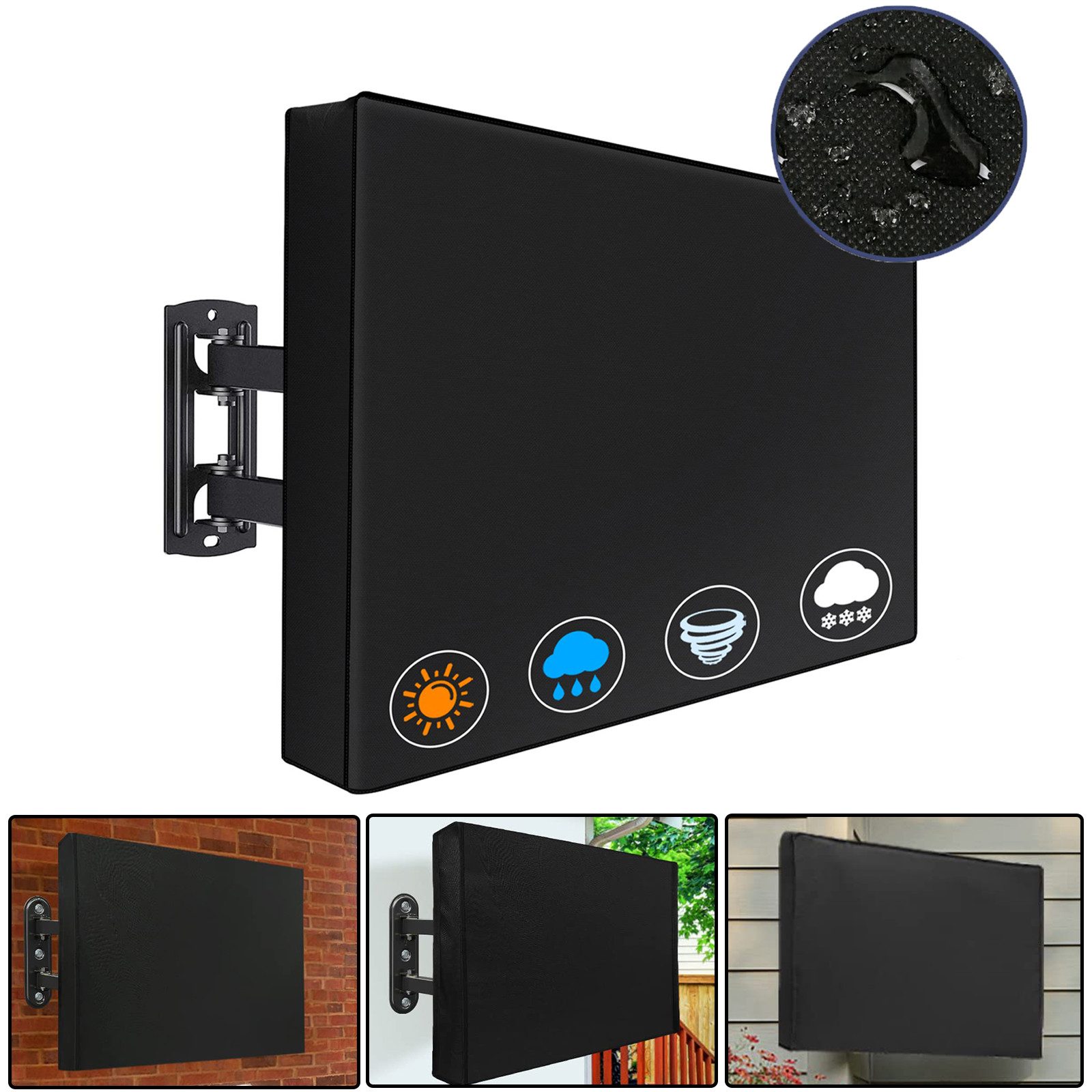 Sunicol Abdeckhaube Outdoor TV Abdeckung, Wetterfest Universal TV-Displayschutzfolie, 600D Oxford, mit Kleiner Tasche für Fernbedienung für Außenbereich