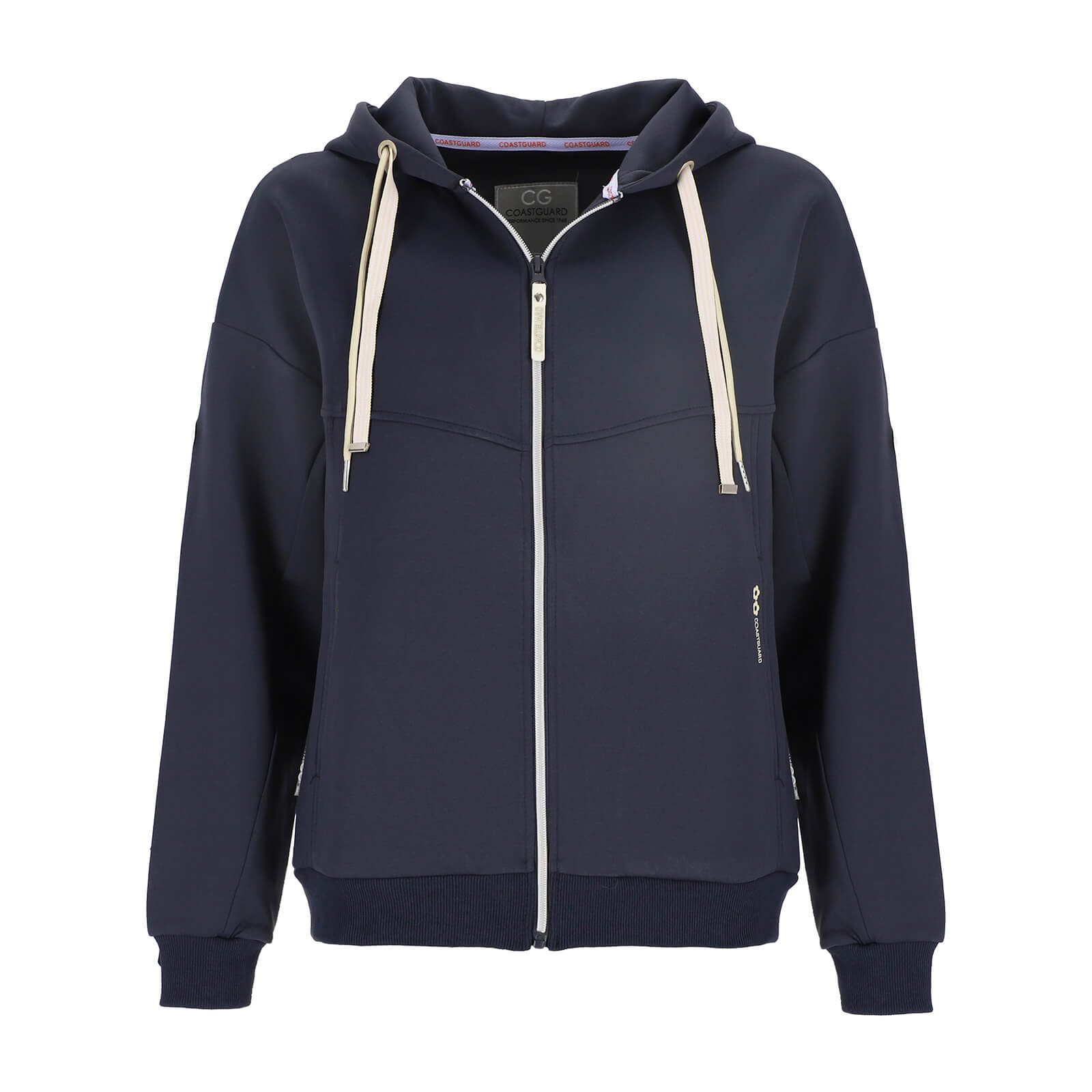 Coastguard Sommerjacke Damen Jacke Scuba 51017 Kapuze - Unifarbene Scuba-Jacke Kapuzenjacke Oversized-Look, Reißverschluss, Rippbündchen, Formstabil, Pflegeleicht