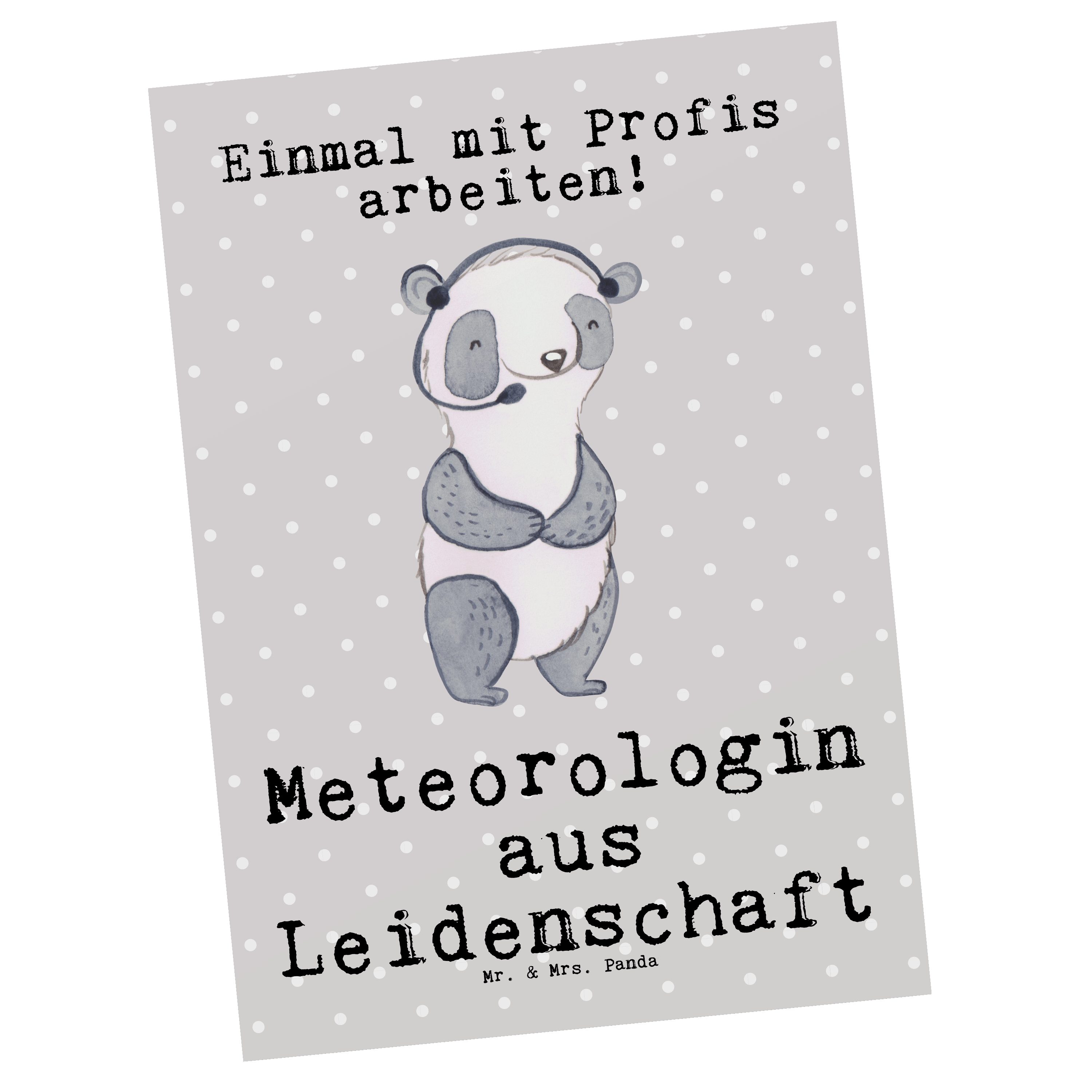 Meteorologin - aus Grau & Karte, Pastell Postkarte Mr. Geschenk, Mrs. - Panda Rente Leidenschaft