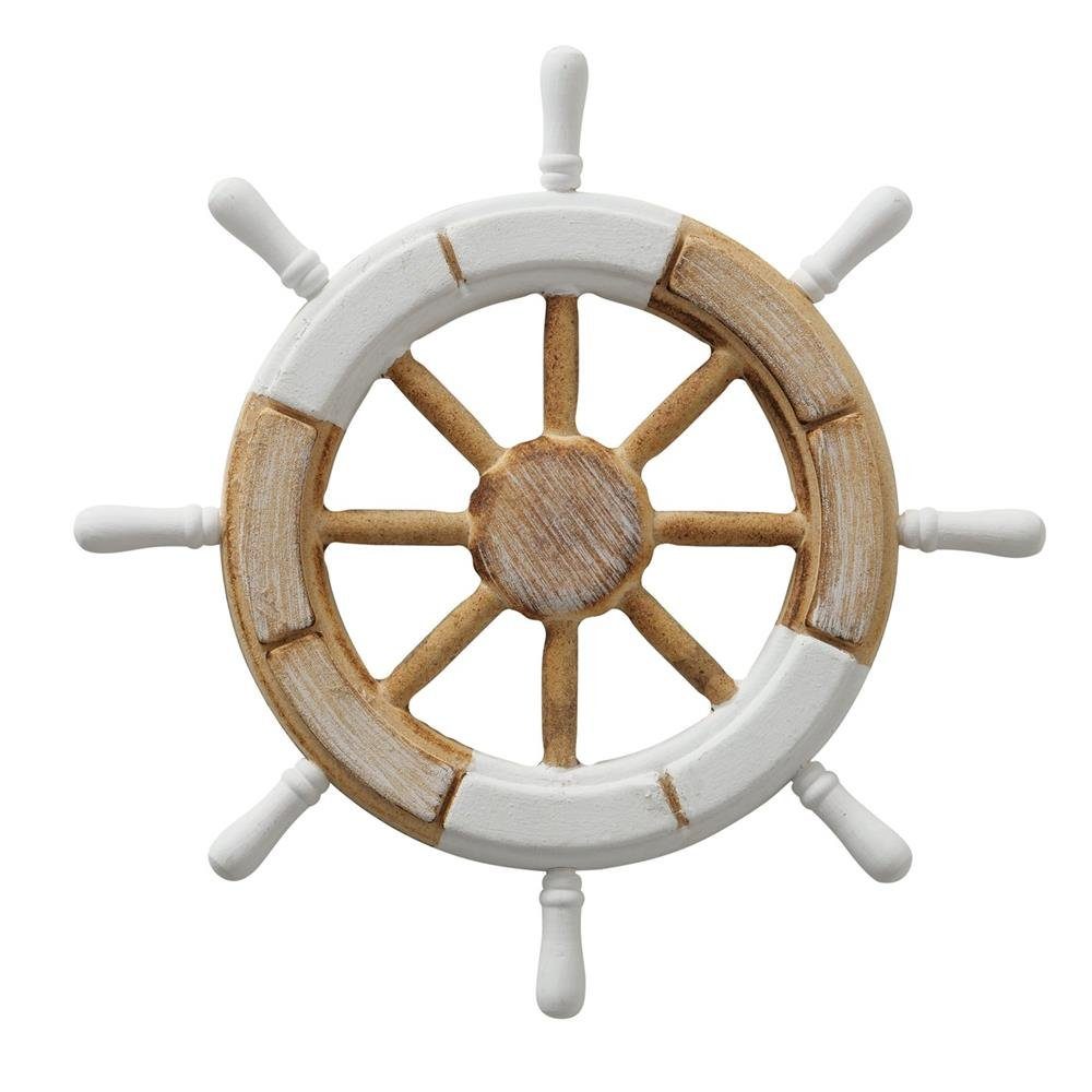 Aubaho Dekoobjekt Steuerrad mit Glocke 40cm Durchmesser Schiffsteuerrad aus  Holz mit Sch