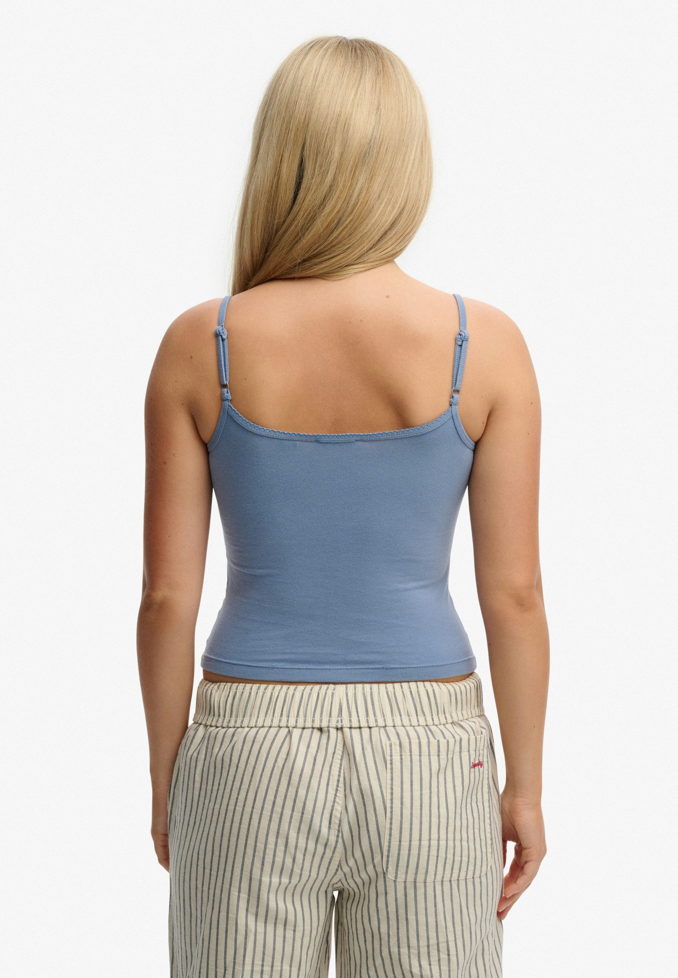 Superdry Tanktop ATH ESS GRAPHIC CAMI mit hübschem Spitzen-Detail am Auschnitt