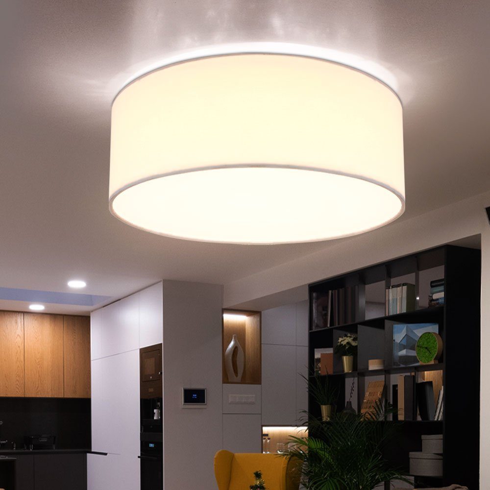 Leuchte LED etc-shop LED verbaut, weiß fest Textil Zimmer Wohn Lampe Deckenleuchte, Flur Decken LED-Leuchtmittel Beleuchtung Warmweiß,