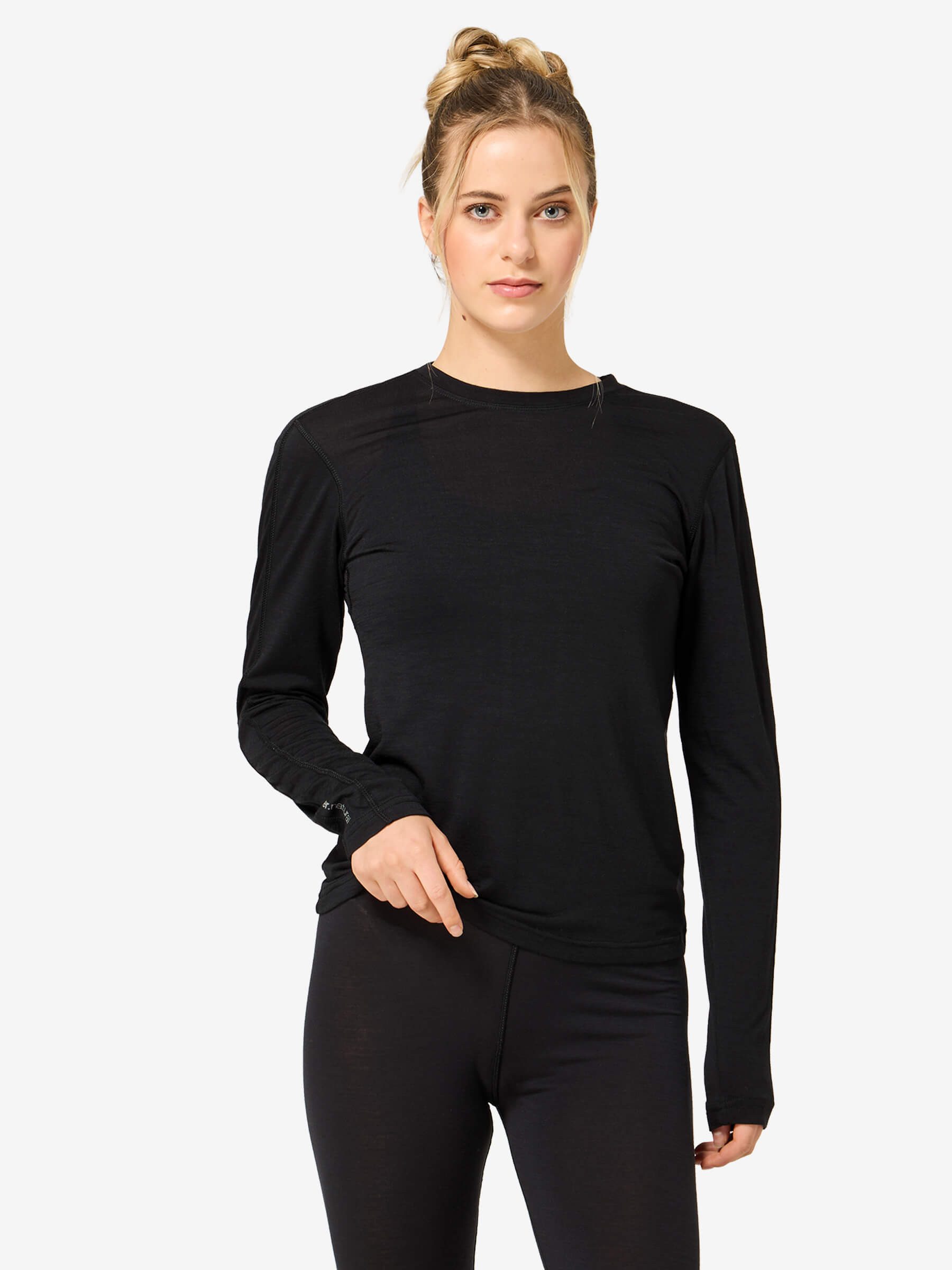 SUPER.NATURAL Langarmshirt für Damen,Merino W AIR MOTION BASE LS mit Berg-Motiv, atmungsaktiv