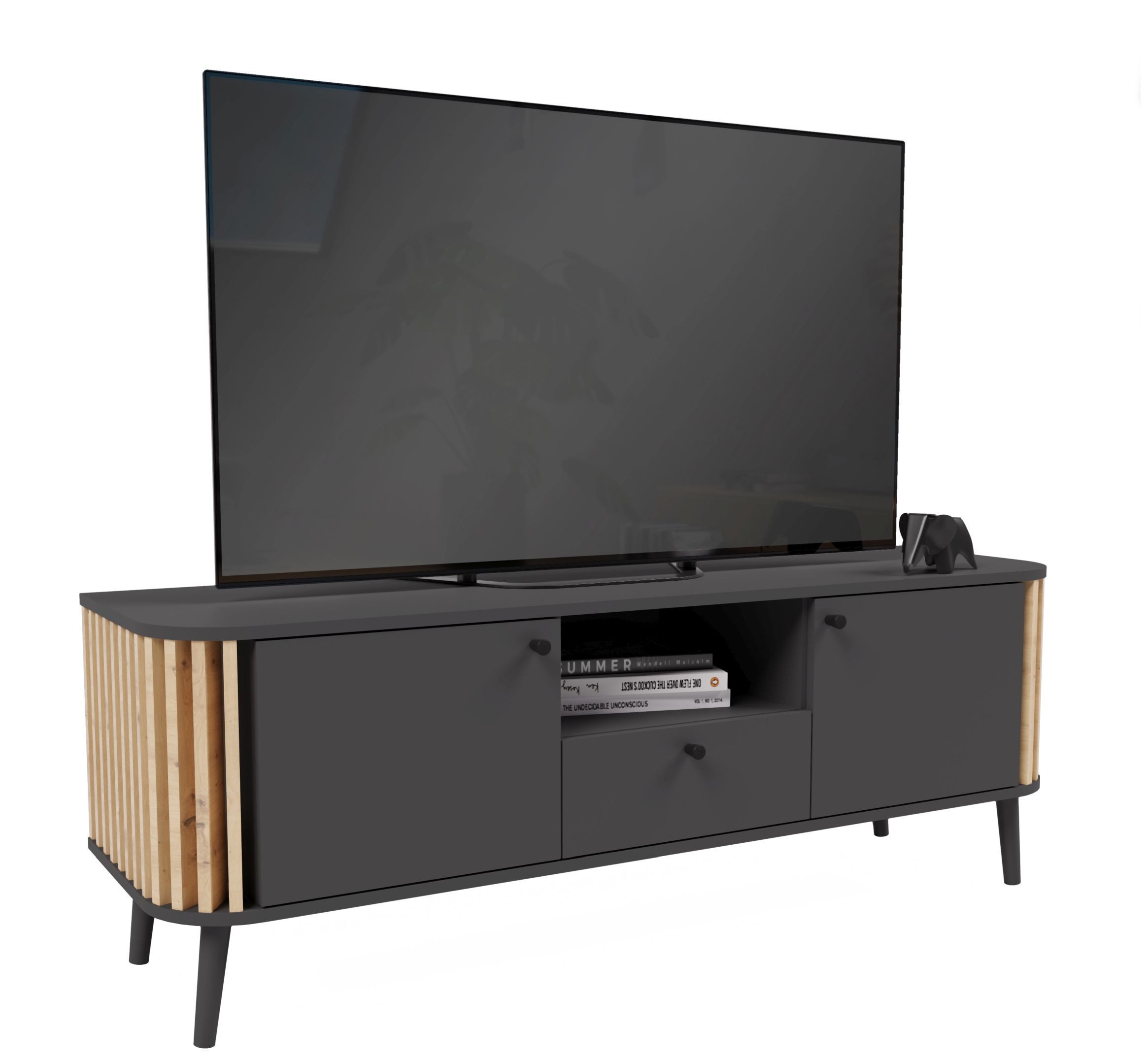 xonox.home TV-Board Lowboard TV-Board PURE 138x50 cm in elegantem Artisan Eiche/Grau Dekor