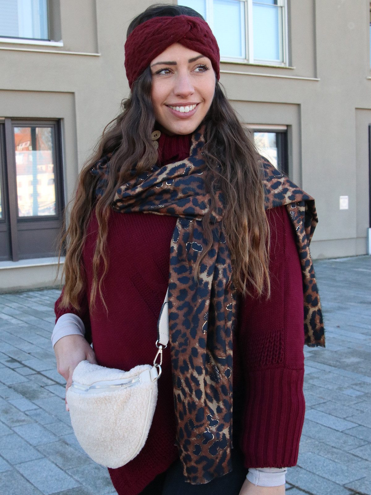 styleBREAKER Stirnband Strick Stirnband mit Zopfmuster und Twist Knoten (1- günstig online kaufen