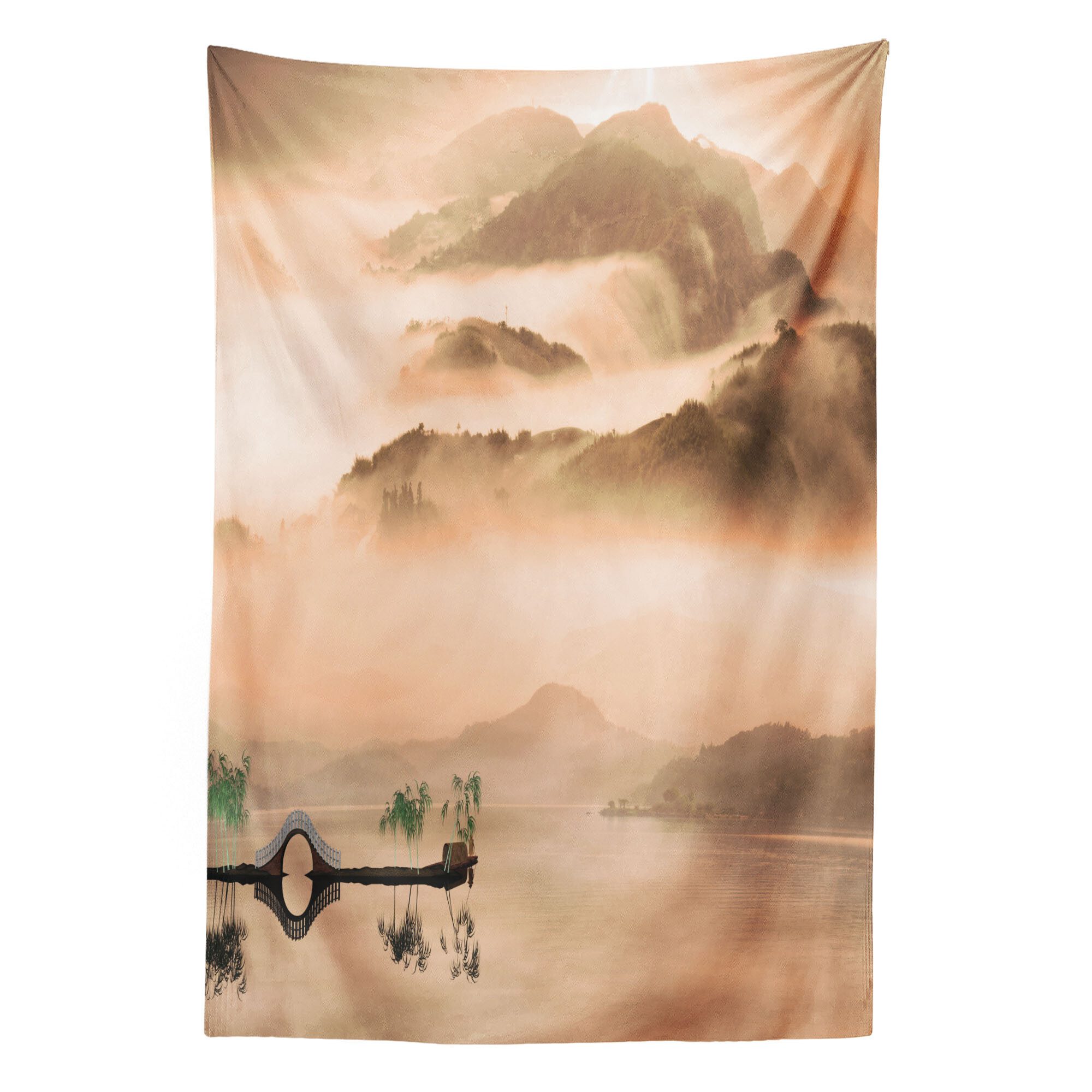 Abakuhaus Wandteppich aus Weiches Mikrofaser Stoff Für das Wohn und Schlafzimmer, rechteckig, Kunst Chinesische See-Landschaft