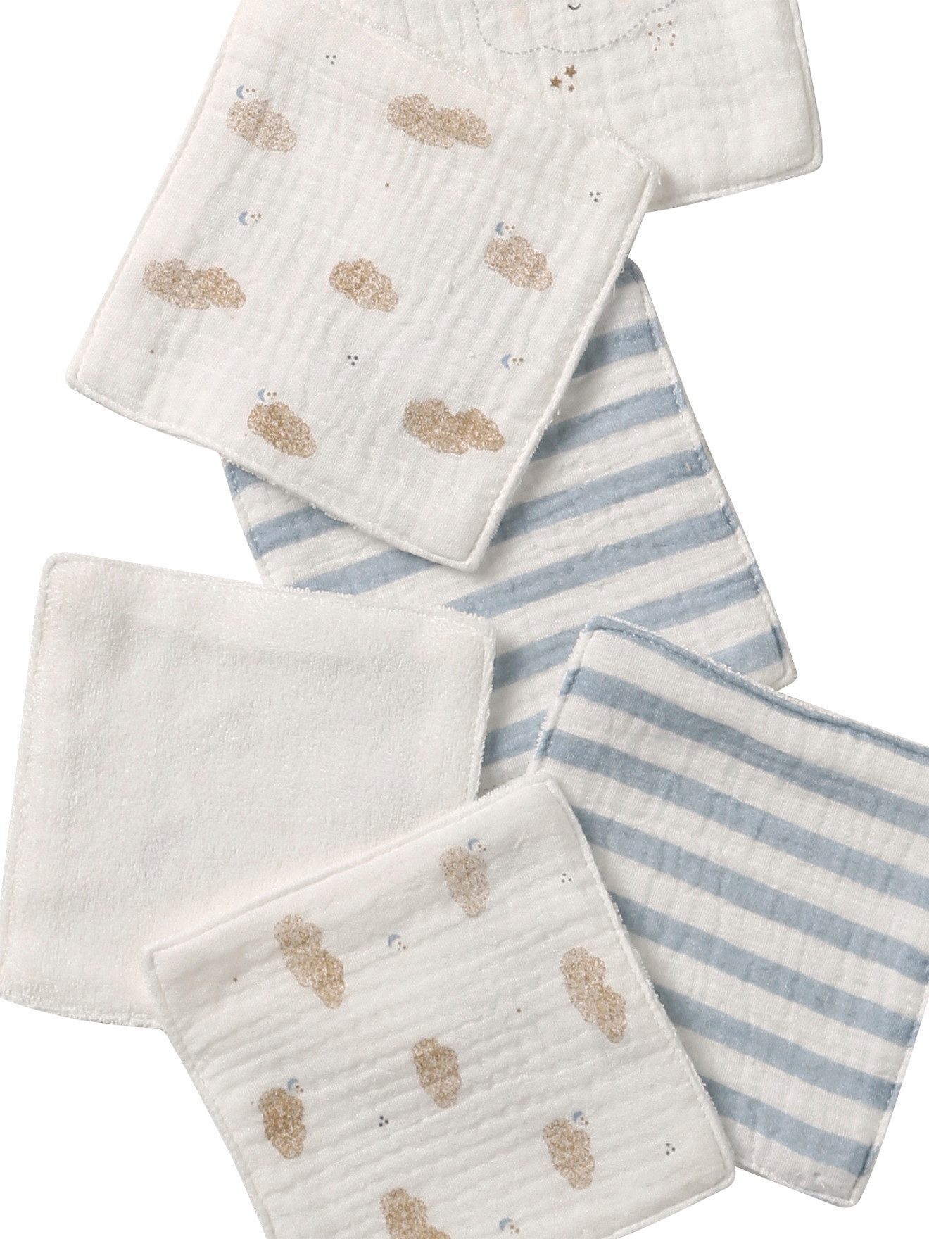 vertbaudet Waschlappen Waschlappen mit Aufbewahrungsbeutel, 6er-Pack