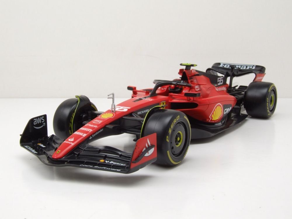 Bburago Modellauto Ferrari SF-23 #55 Formel 1 2023 rot Sainz Modellauto 1:18 Bburago, Maßstab 1:18