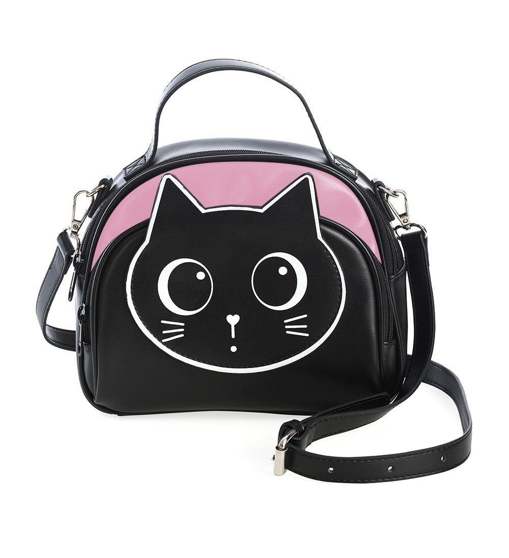 Banned Schultertasche Haru Pink, Katzen Print günstig online kaufen
