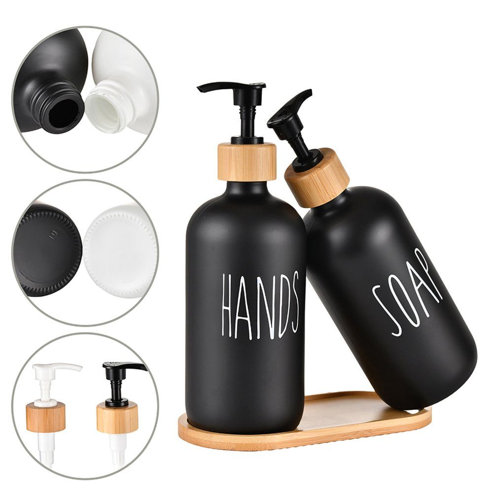 Shampoo Seifenspender weiß, Handseifenspender Badezimmer schwarz(Stil1) Lotion GelldG Set, Matt Seifenspender