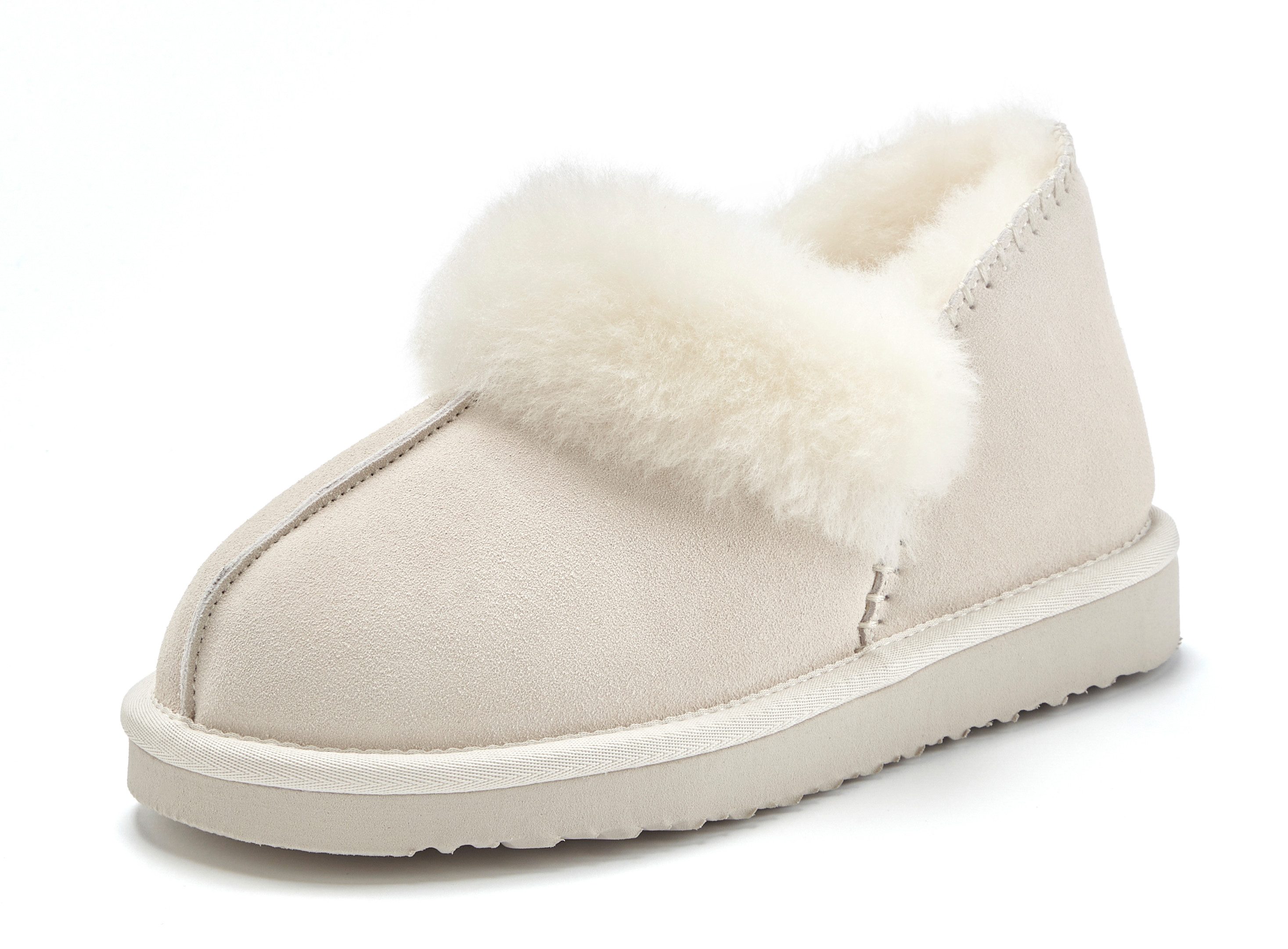 Vivance Dreams by Lascana Plüsch Hausschuh, Pantolette, Pantoffel, Homeslippers Hausschuh mit kuscheligem Lammfell aus Leder – Bild 2 von 5