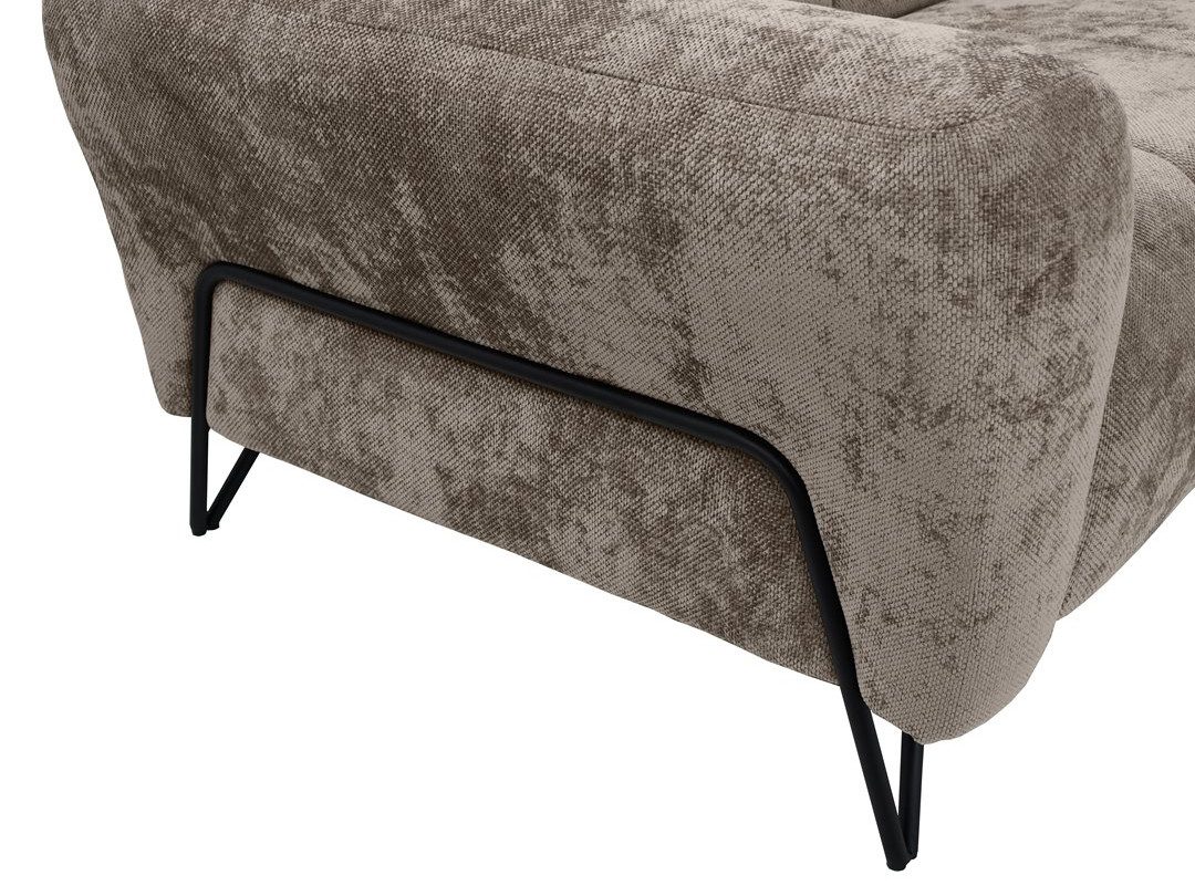 Beautysofa Polstergarnitur im modernen Stil auf hohen Metallbeinen VOLARE, (Sofagarnitur aus Chenille-Stoff, Beige Grau, Ecksofa L + Sessel Set moderne Couchgarnitur), HR-Schaum, Wellenfederung, freistehend