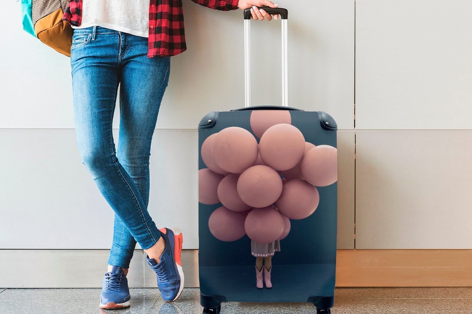 Reisetasche rollen, Ferien, Rollen, mit Reisekoffer Handgepäckkoffer Trolley, für Mädchen Luftballons, Handgepäck großen mit MuchoWow 4