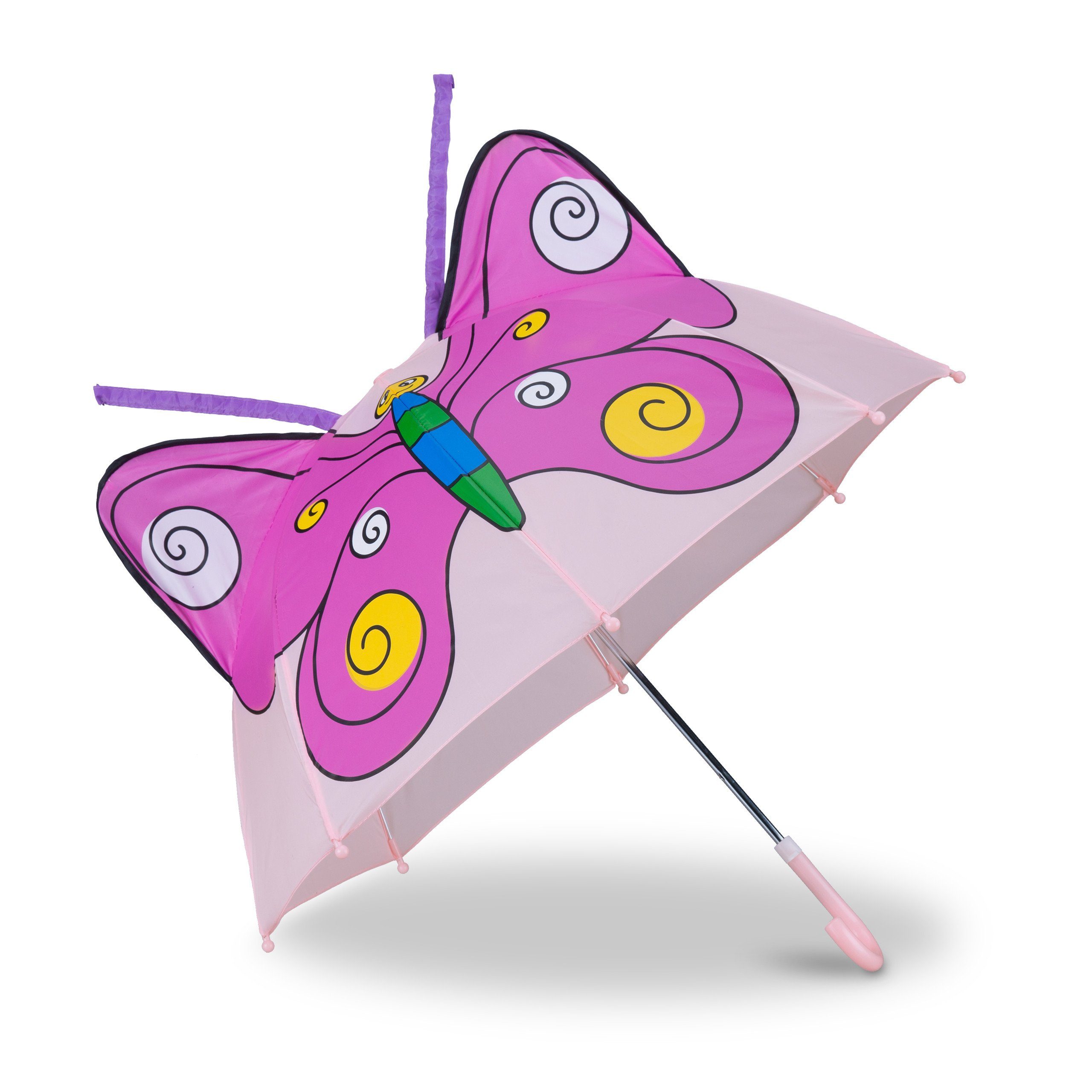relaxdays Kinderwagenschirm Kinderregenschirm mit 3D Motiv, Schmetterling