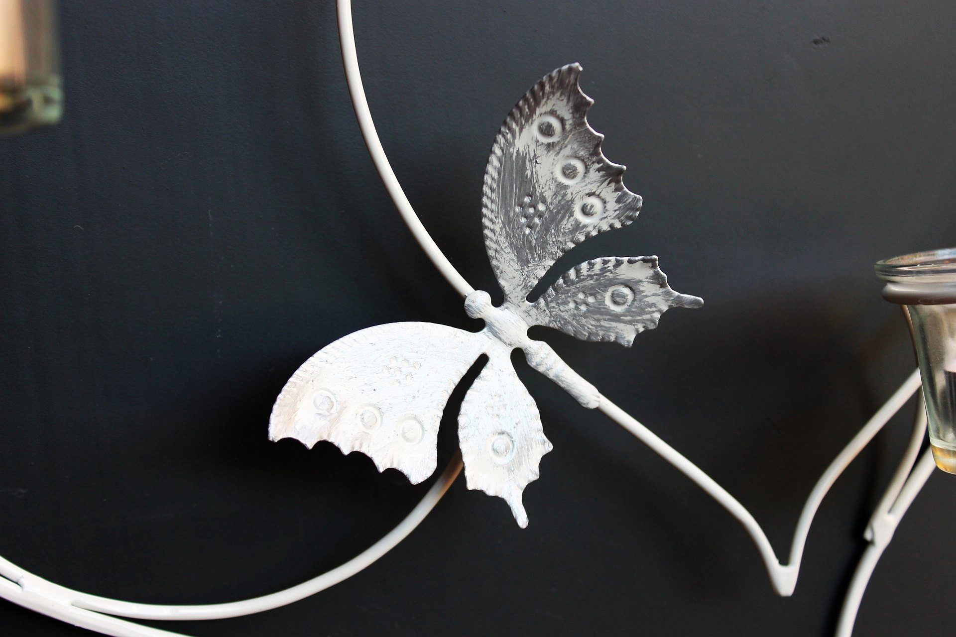 DanDiBo Wandkerzenhalter Herz 39 cm Weiß Teelichthalter Metall Wandleuchter günstig online kaufen