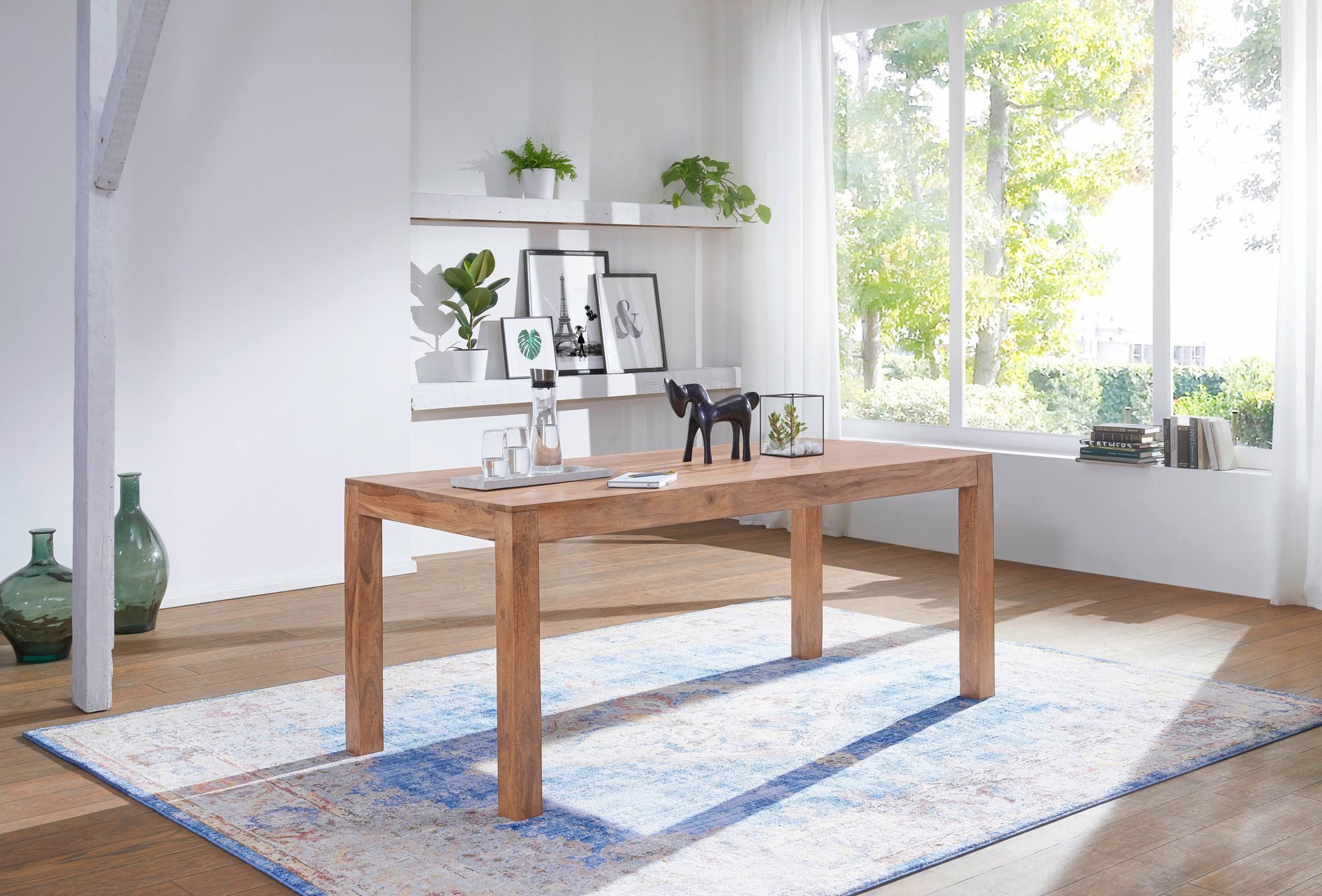 Wohnling Esstisch WL1.442 MUMBAI Massiv 120 x 60 x 76 cm Akazie Esszimmertisch Küchenti (Akazie Massivholz 120x60x76 cm Esszimmertisch), Küchentisch Esszimmer Modern, bis zu 6 Personen