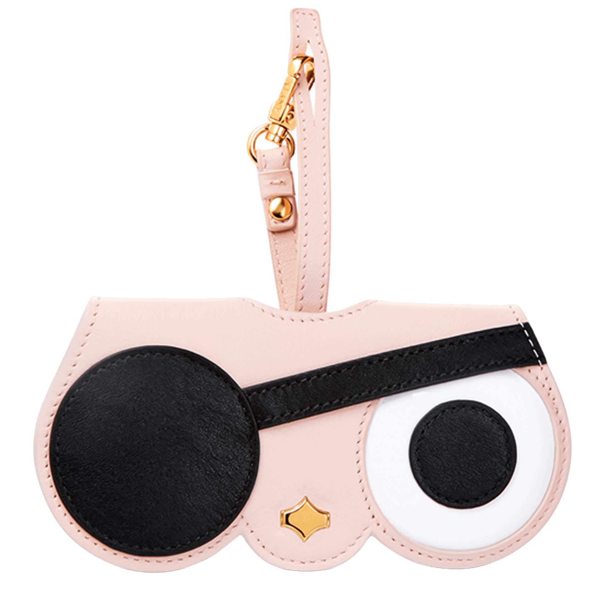 ANY DI Brillenetui ANY DI MUNICH Brillenetui SunCover Pirate Cat aus Leder, Band mit Karabiner, 24 Karat Vergoldung