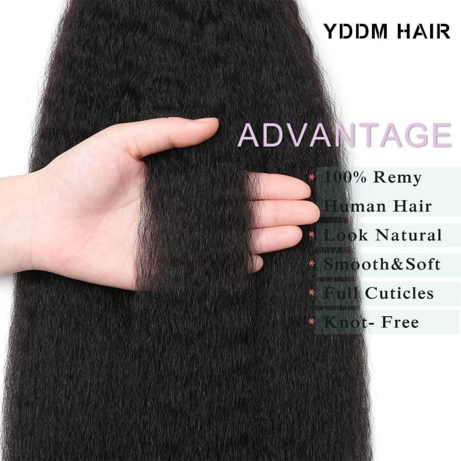 LuxusKollektion Echthaar-Extension Tape In Extensions Kinky Straight 1B#-KS 18zoll-45.7cm(60er Pack)