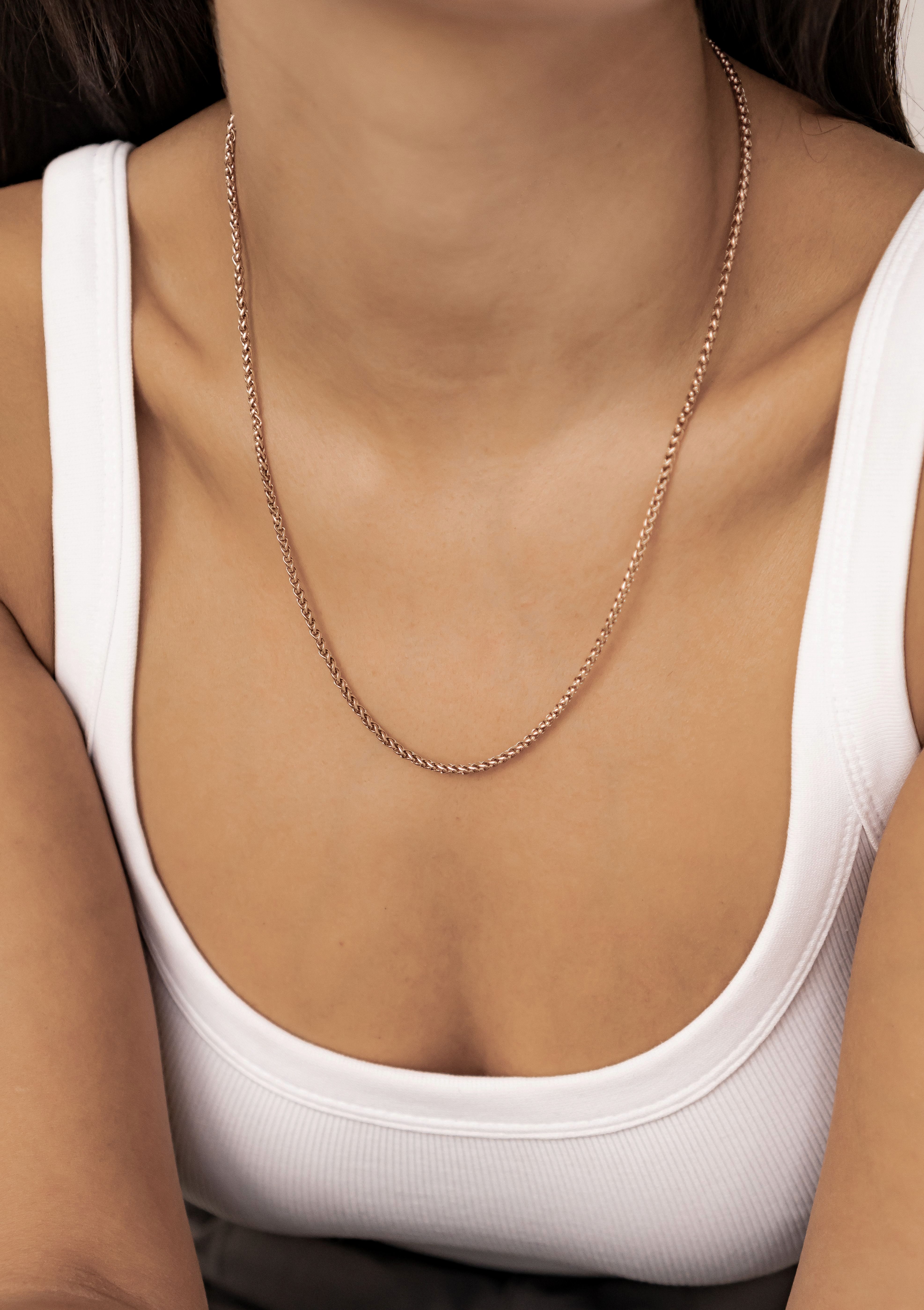 Hey Happiness Gliederkette Weizenkette, Vergoldet 18K Roségold, Basic Damen günstig online kaufen