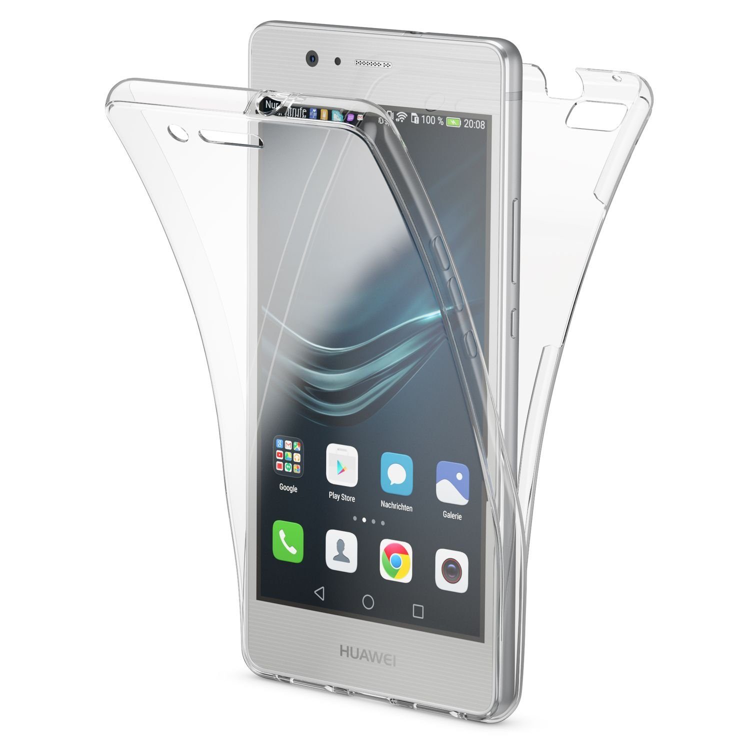 Nalia Smartphone-Hülle Huawei P9 Lite, Transparente 360 Grad Silikon Hülle / Rundumschutz / Full Cover Etui