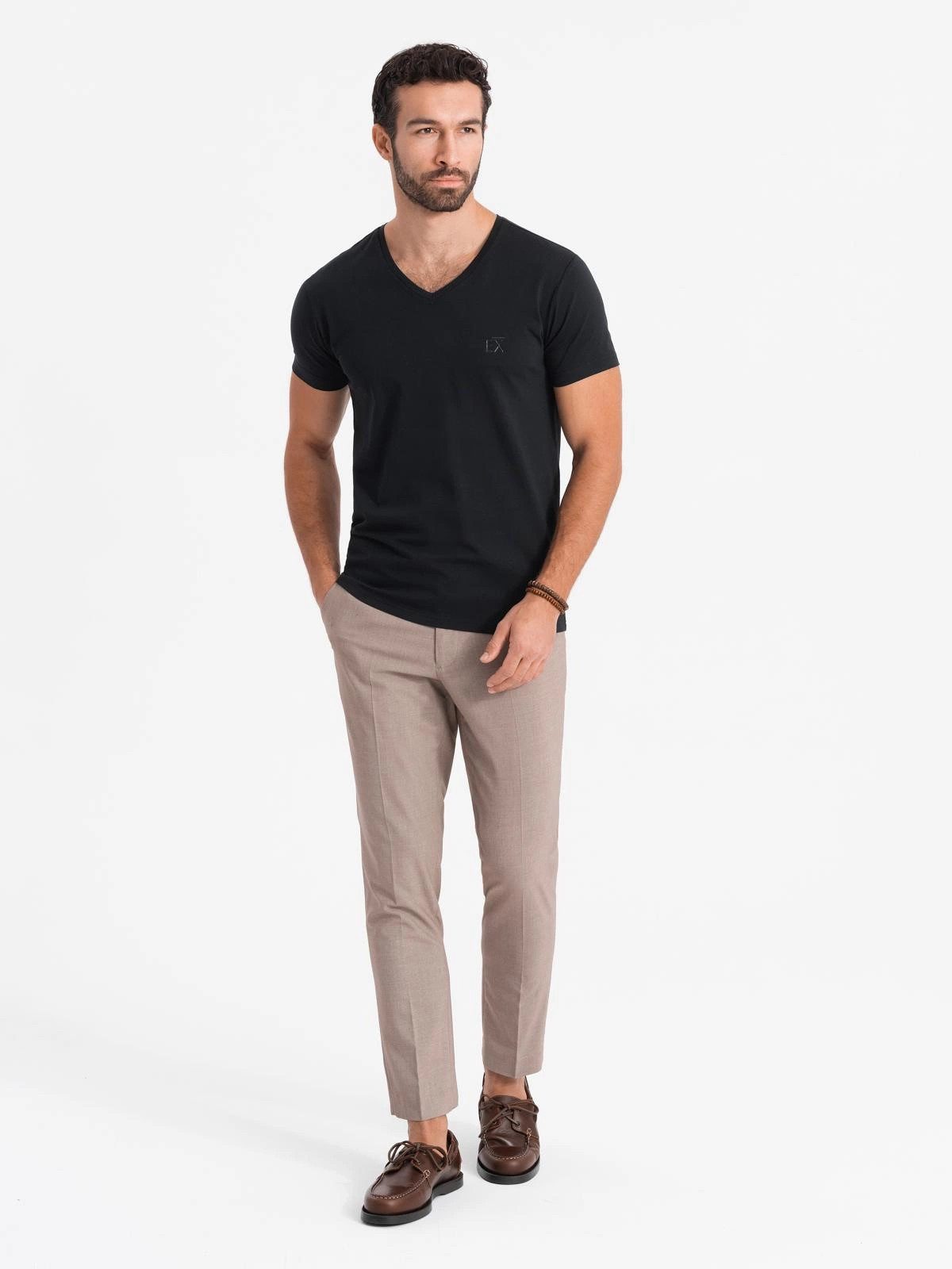 OMBRE T-Shirt T-Shirt mit V-Ausschnitt SLIM FIT