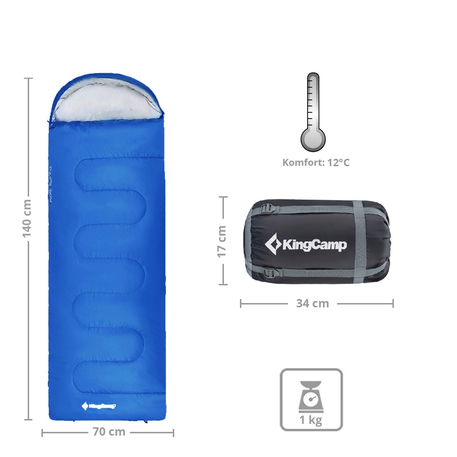 KingCamp Kinderschlafsack Oasis 250 Kinder Decken Schlafsack Sommer Camping günstig online kaufen