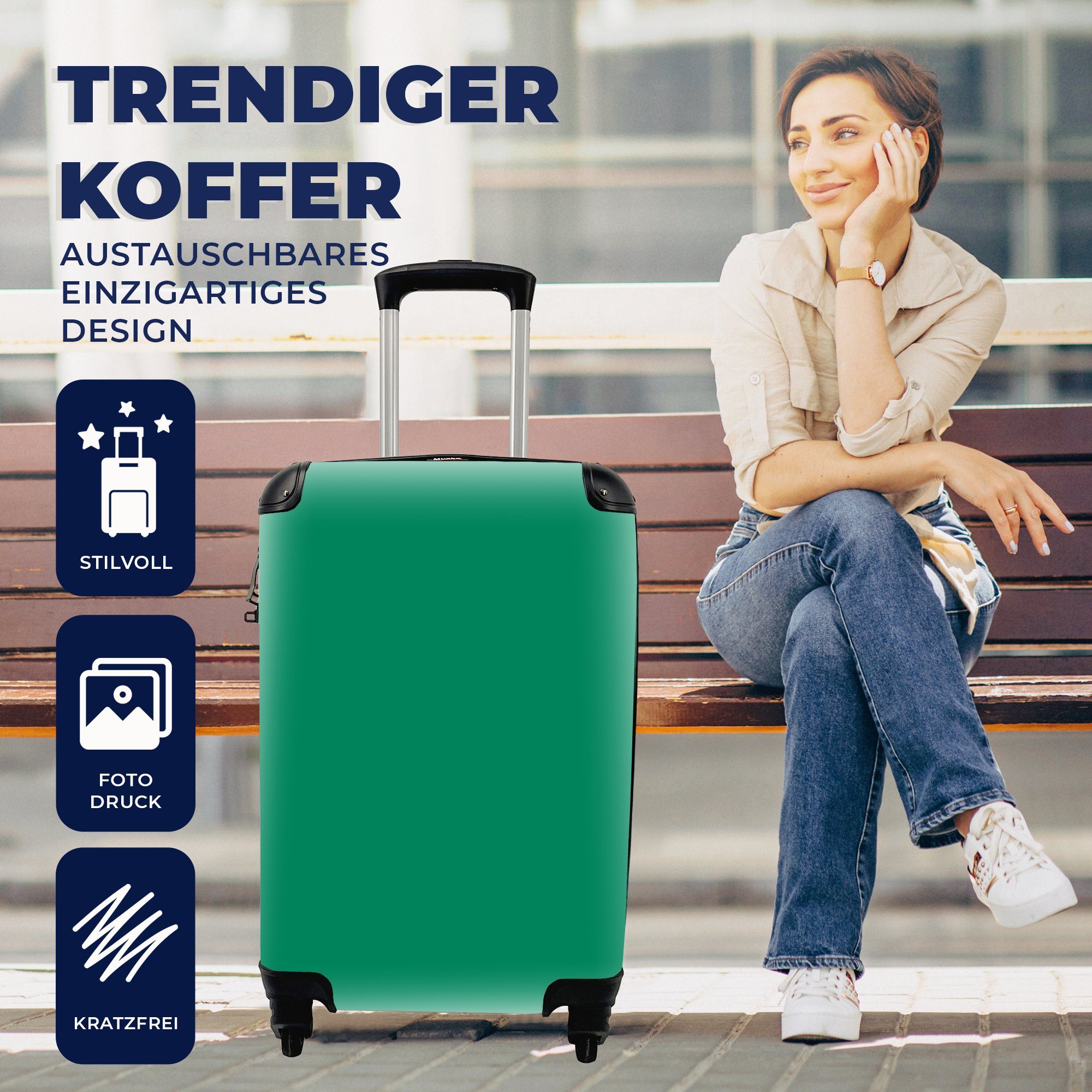 MuchoWow Handgepäckkoffer mit Wald Ferien, Trolley, Grün für - Reisetasche rollen, Reisekoffer 4 - Farben, Rollen, Handgepäck