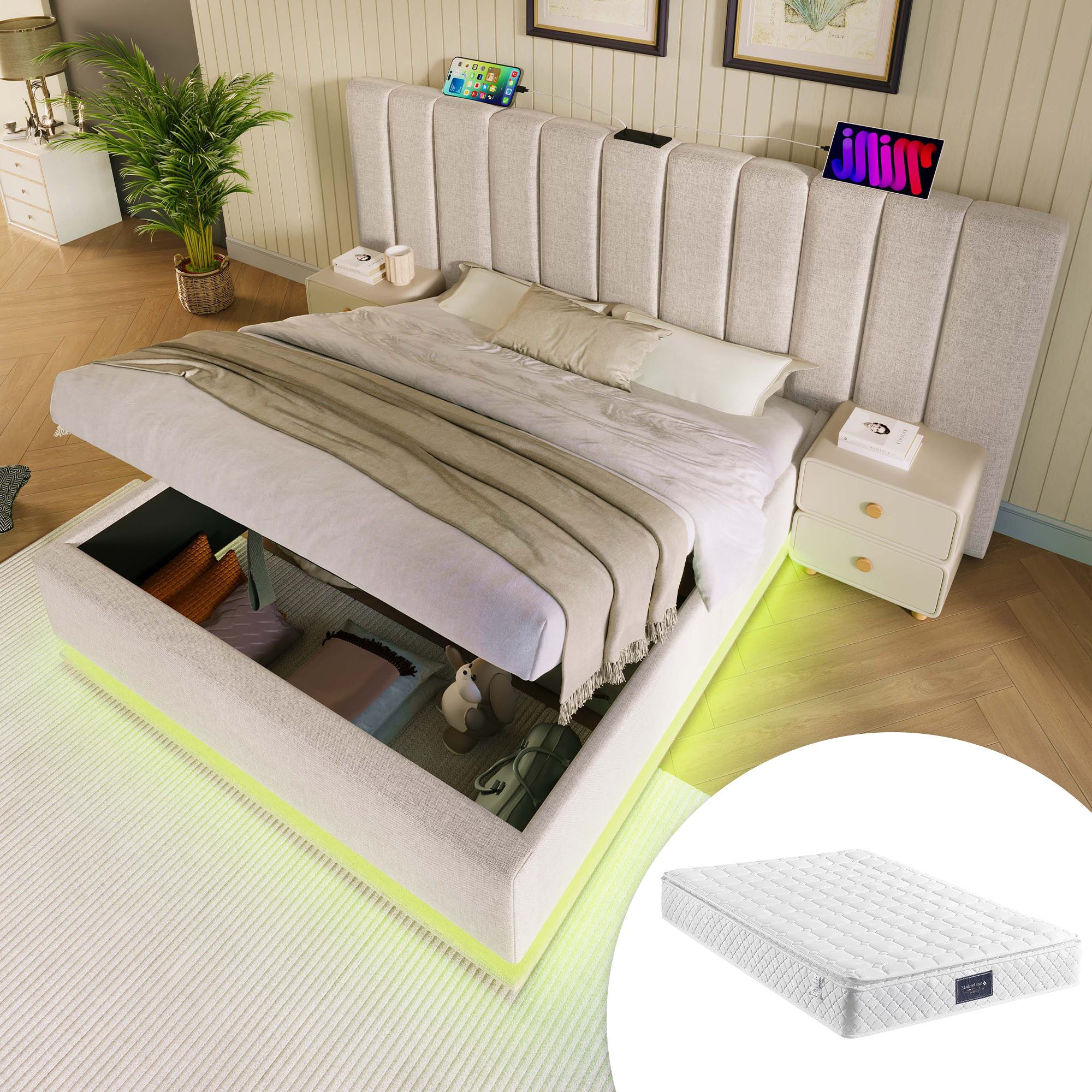 HAUSS SPOLE Polsterbett 160×200 mit LED günstig online kaufen