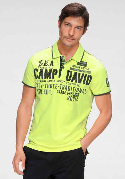 CAMP DAVID Poloshirt mit Logoprint und Knopfleiste