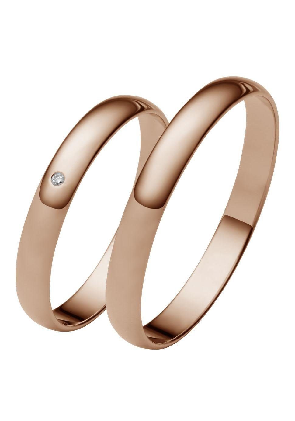 Firetti Trauring Schmuck Geschenk Gold 375 Hochzeit Ehering "LIEBE", Made in Germany - mit o. ohne Brillant/Diamant roségoldfarben