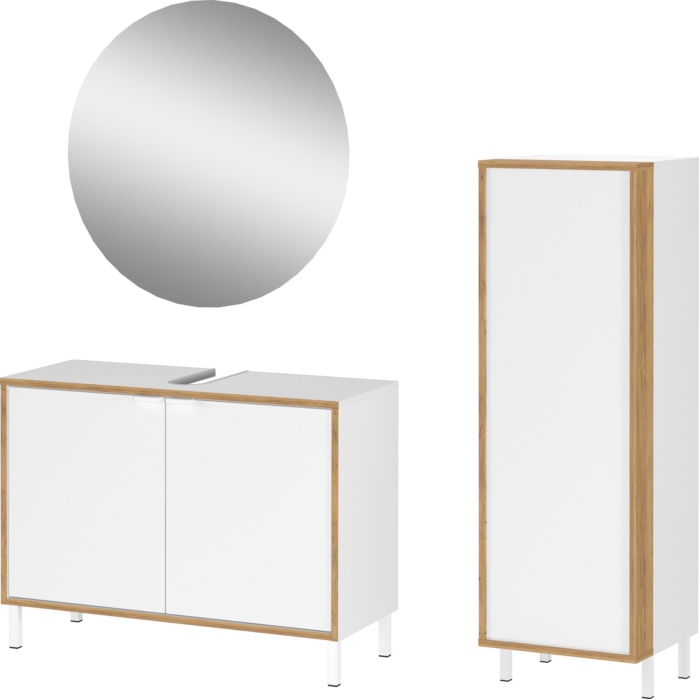 GERMANIA Badmöbel-Set GW-Topeka, (3-St), 3 tlg. Set mit Siphonausschnitt und wechselbaren Türen
