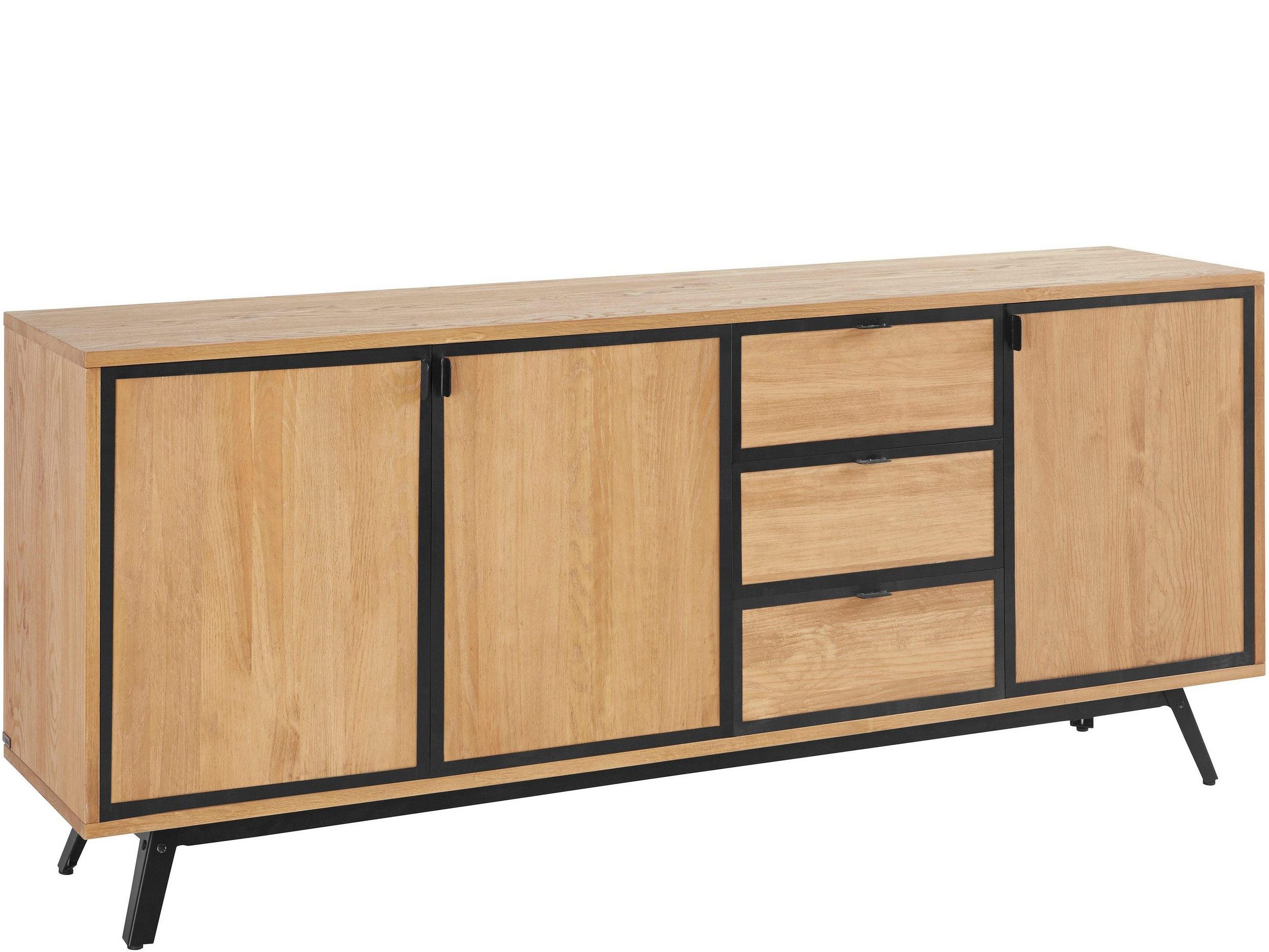 loft24 Sideboard Malti, Anrichte, Mehrzweckschrank, Kiefer Massivholz, Metallbeine, 180 cm