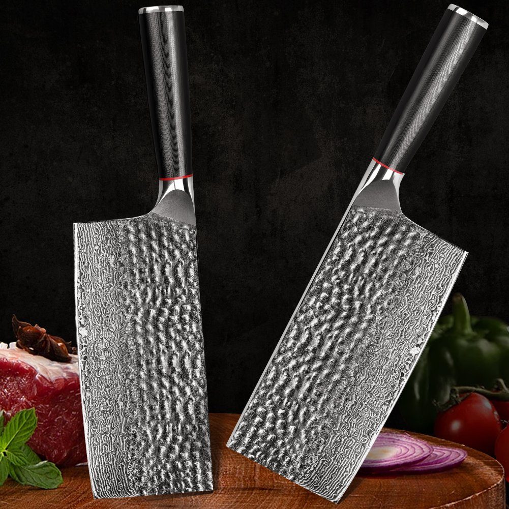 Damastmesser Chefmesser KEENZO Damaskus Damaststahl Schichten 67 Hackmesser Kochmesser