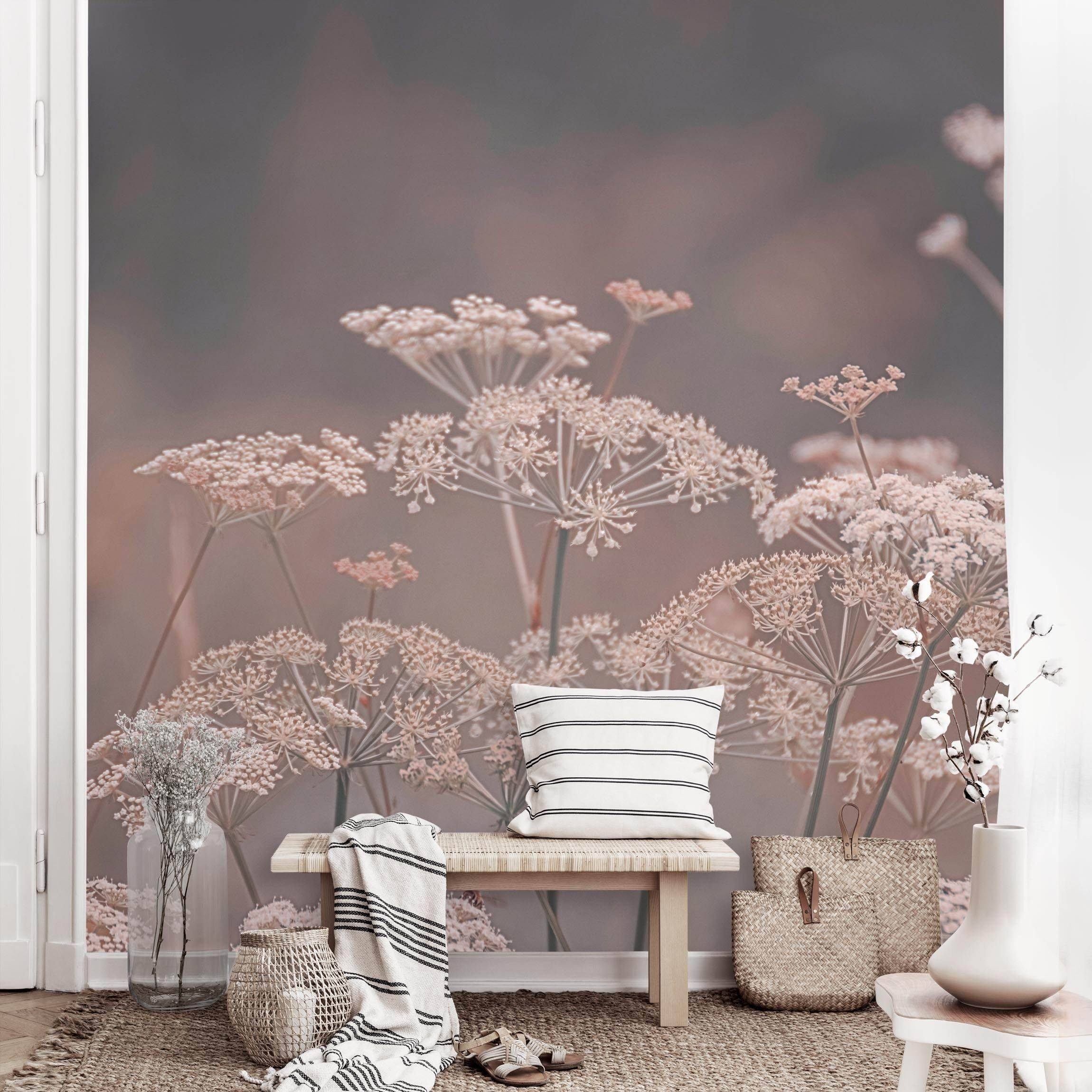 Bilderdepot24 Fototapete Blumen Wilde Doldenblüten Blumentapete Floral Natur Modern Kunst, Glatt, Matt, (Vliestapete inkl. Kleister oder selbstklebend), Wohnzimmer Schlafzimmer Küche Flur Motivtapete Vliestapete Wandtapete