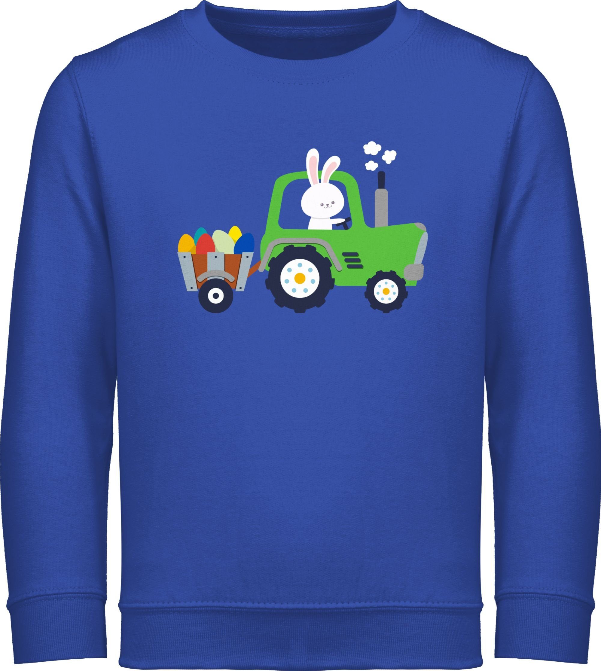 Geschenk Sweatshirt Ostern Royalblau Ostereier Hase 2 Traktor Shirtracer