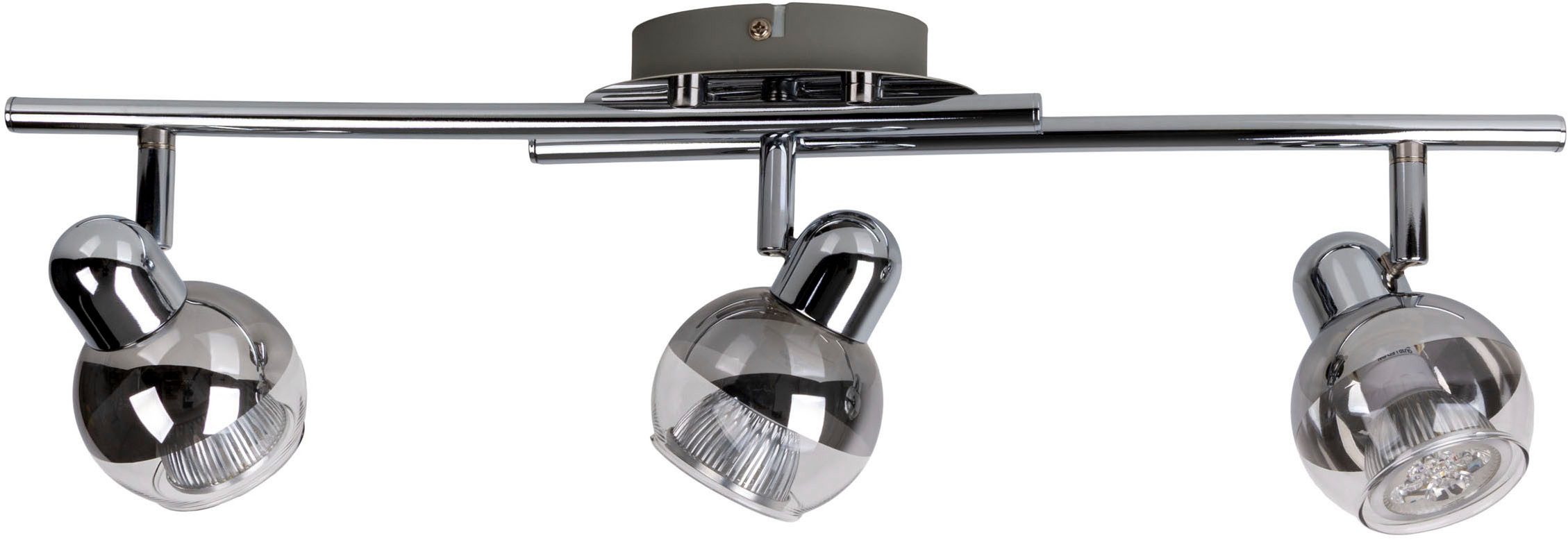 näve Deckenspots Boccia, LED wechselbar, Warmweiß, 1flg. incl. LED GU10 6W, chrom, Glasschirm, verstellbarer Spot, D:14cm