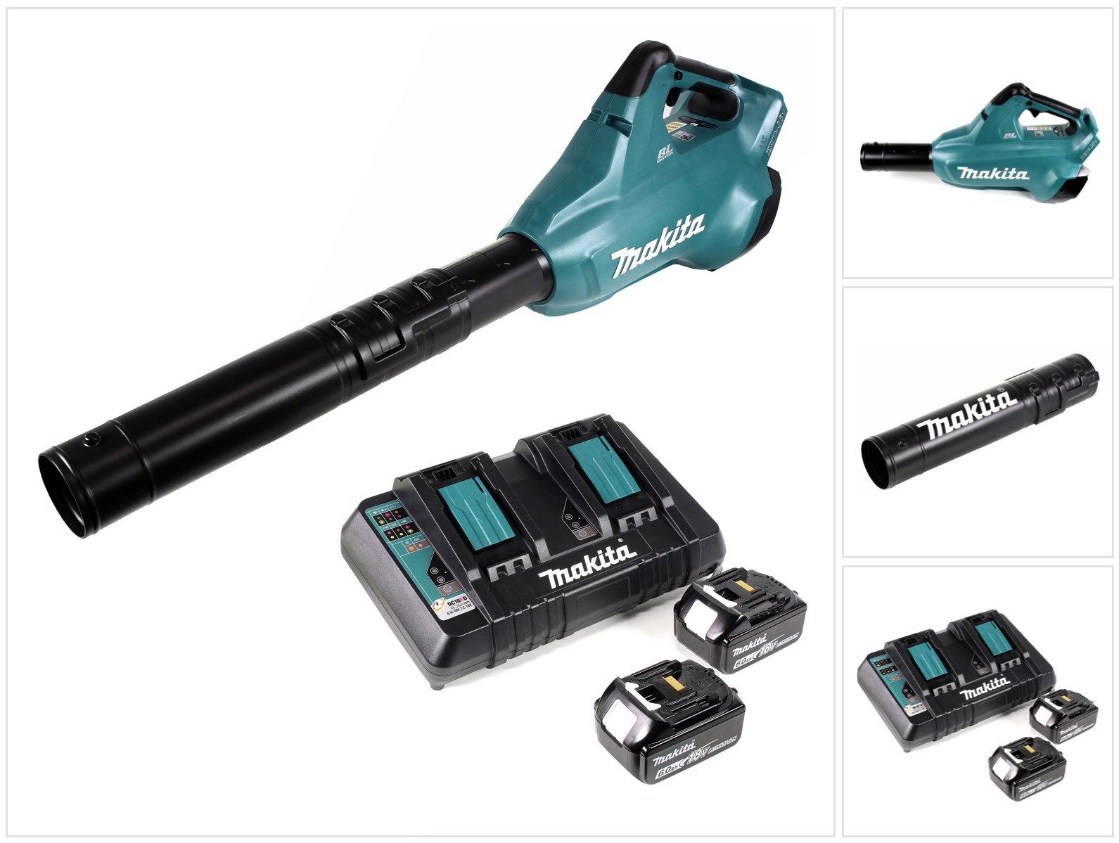 Makita Akku-Laubbläser DUB 362 2x18 Volt Akku Laubbläser Akku-Gebläse + 2x 6 Ah Akku + Makit